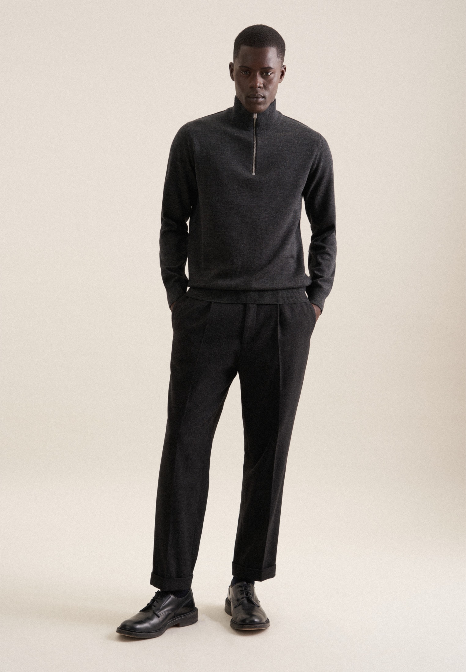 seidensticker Stehkragenpullover »Schwarze Rose« Quarter Zip Uni