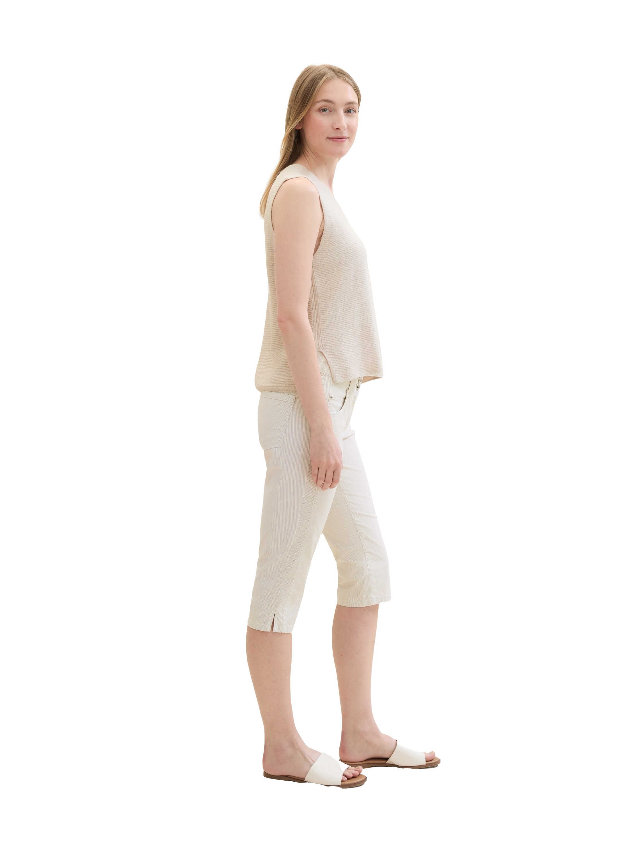 TOM TAILOR Caprihose, Sommerhose mit Doppel-Knopfverschluss