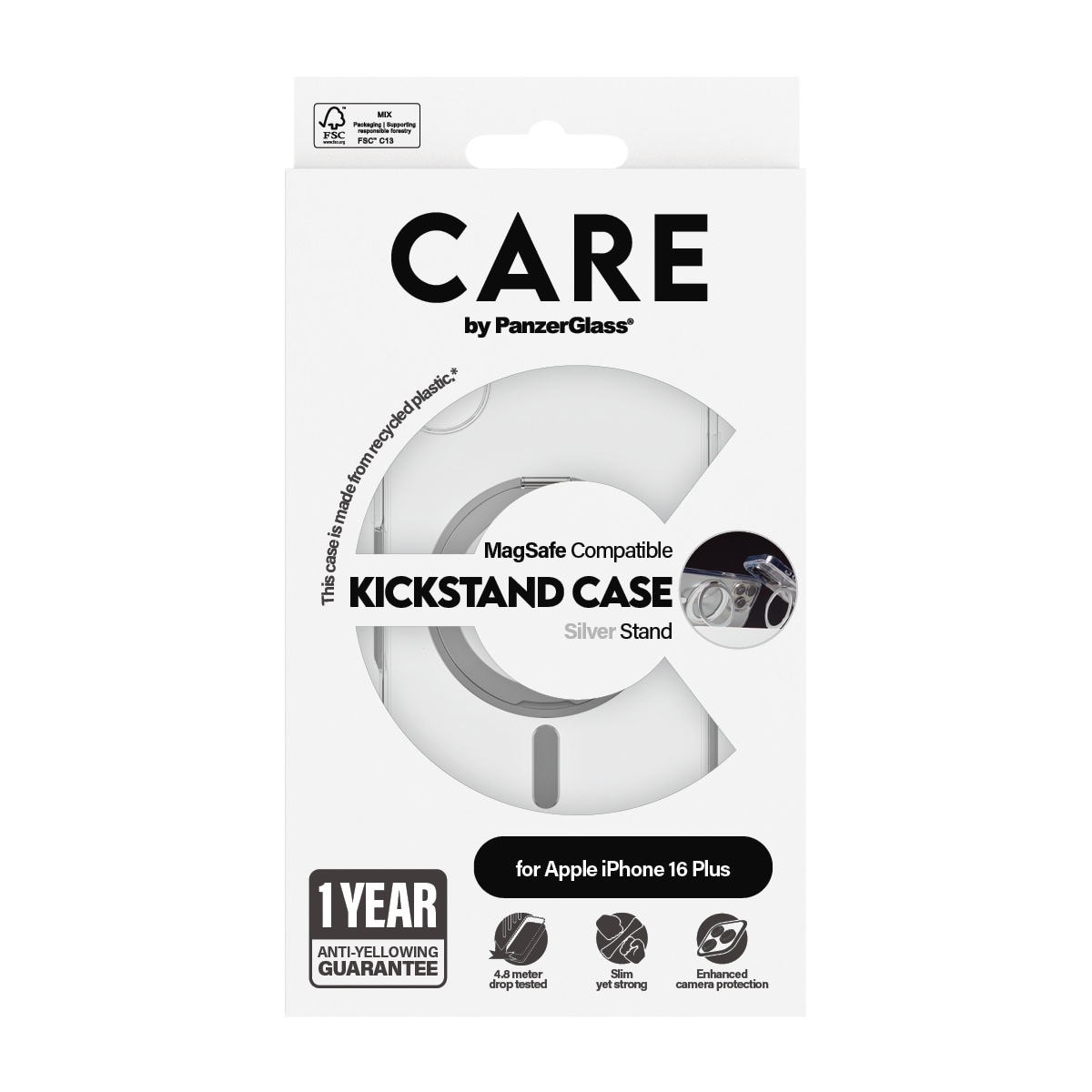 CARE by PanzerGlass Handyhülle »Kickstand Case für Apple iPhone 16 Plus« Smartphones Backcover, Schutzhülle, Handyschutzhülle, Case, Schutzcase, stoßfest