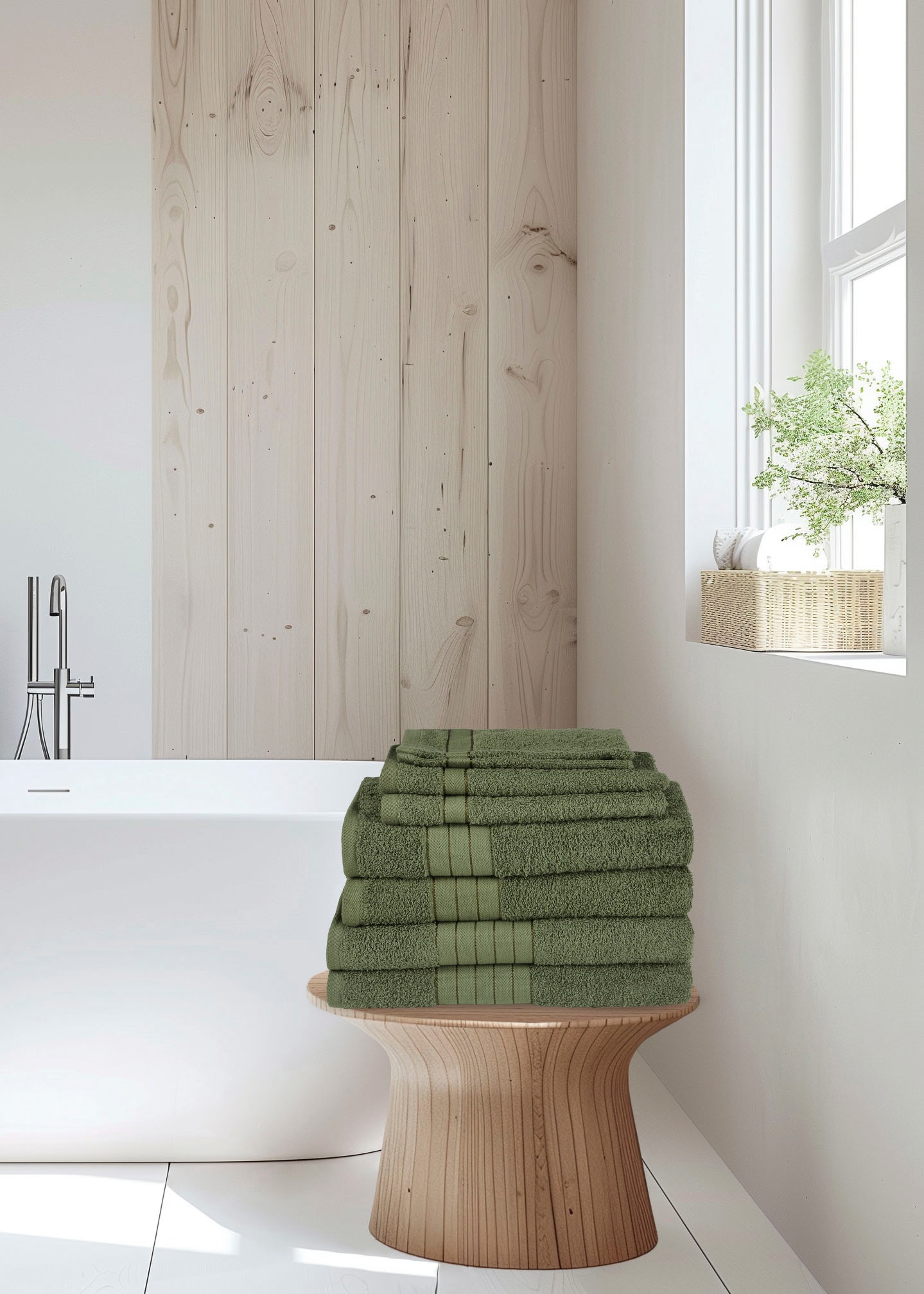 good morning Handtuch Set »Uni«, (Set, 8 St., 2 Stück 70x140 cm-2 Stück 50x100 cm-2 Stück 30x50 cm-2 Stück 16x21 cm), Baumwolle, Walkfrottee, Bordüre, 500 GSM, Einfarbig, ohne Aufhängung