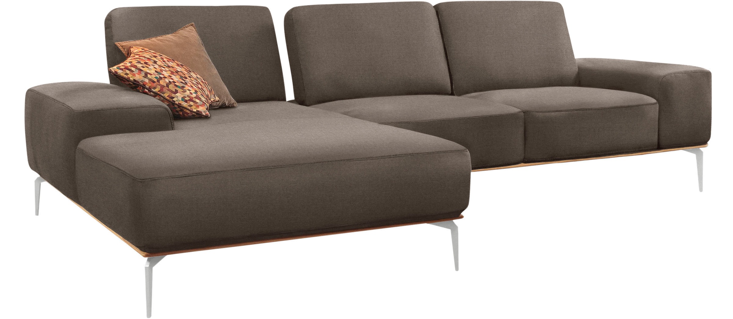 W.SCHILLIG Ecksofa »run, Designsofa, bequem, L-Form«, mit elegantem Holzsockel, Füße in Chrom glänzend, Breite 299 cm