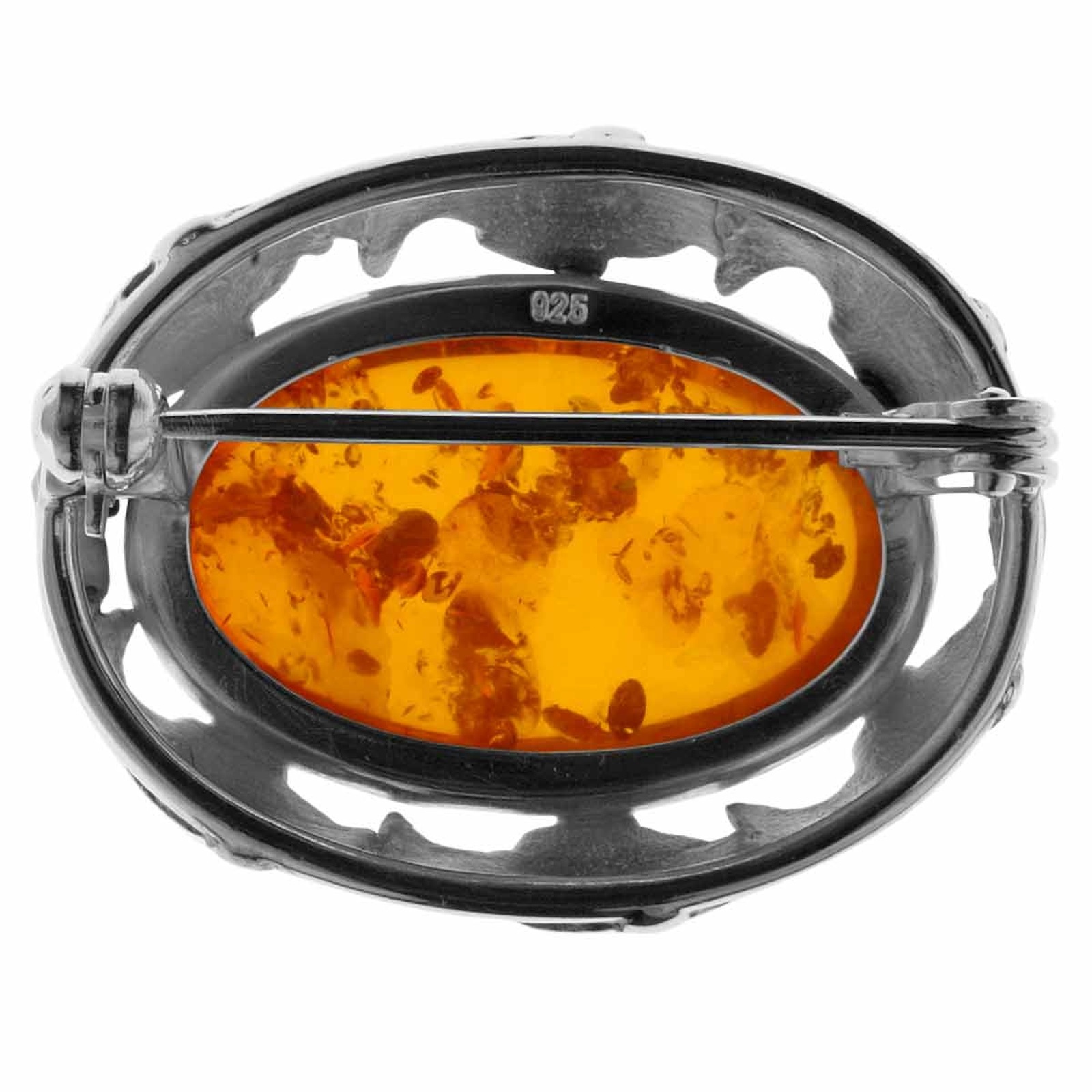 OSTSEE-SCHMUCK Brosche »- Fischland 31x25 mm - Silber 925/000 - Bernstein«