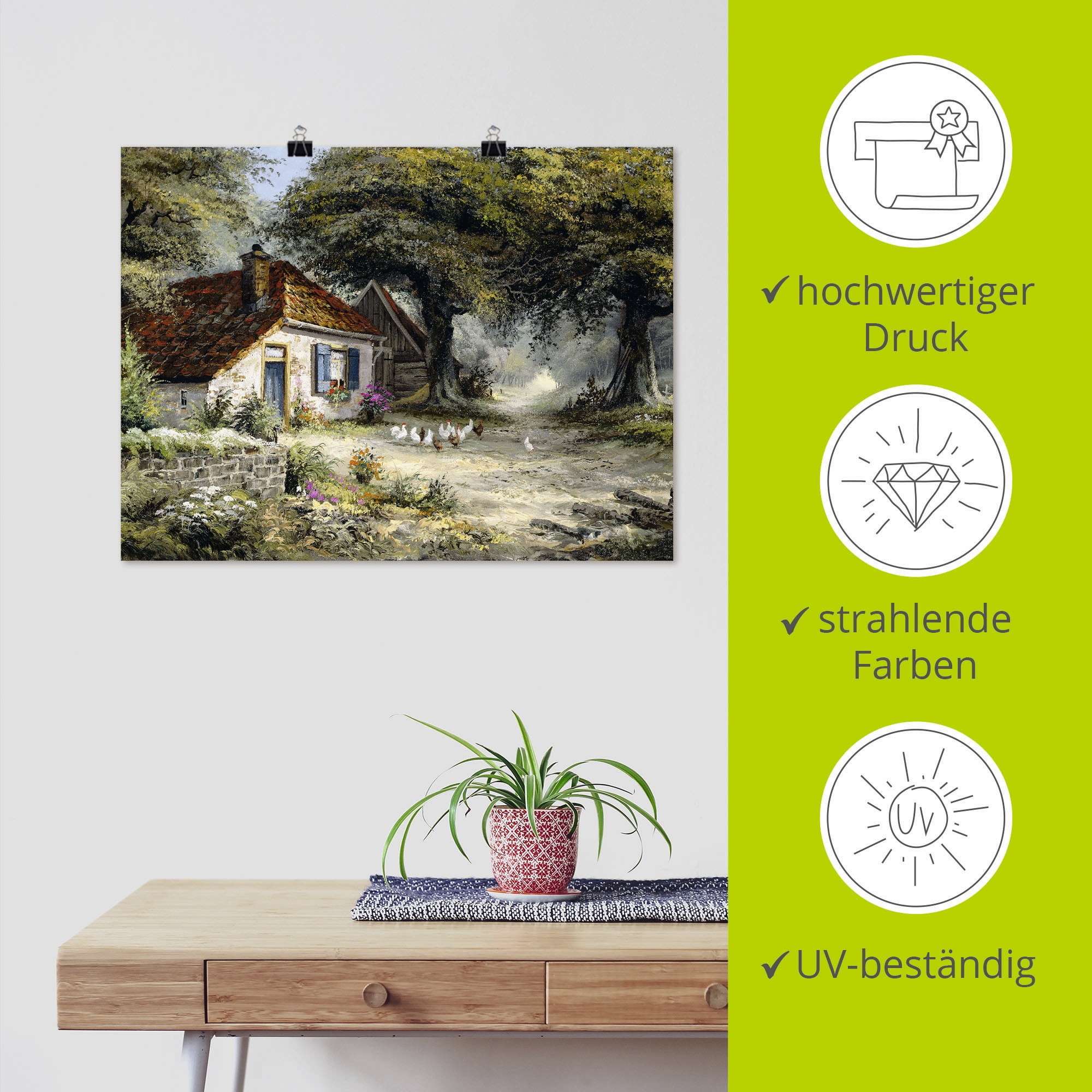 Artland Wandbild »Märchenhaftes Ferienhaus« Garten 1 Stk. tlg. als Leinwandbild, Poster in verschied. Größen