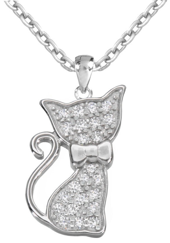 Firetti Kette mit Anhänger »Katze glänzend rhodiniert« mit Zirkonia Made in Germany