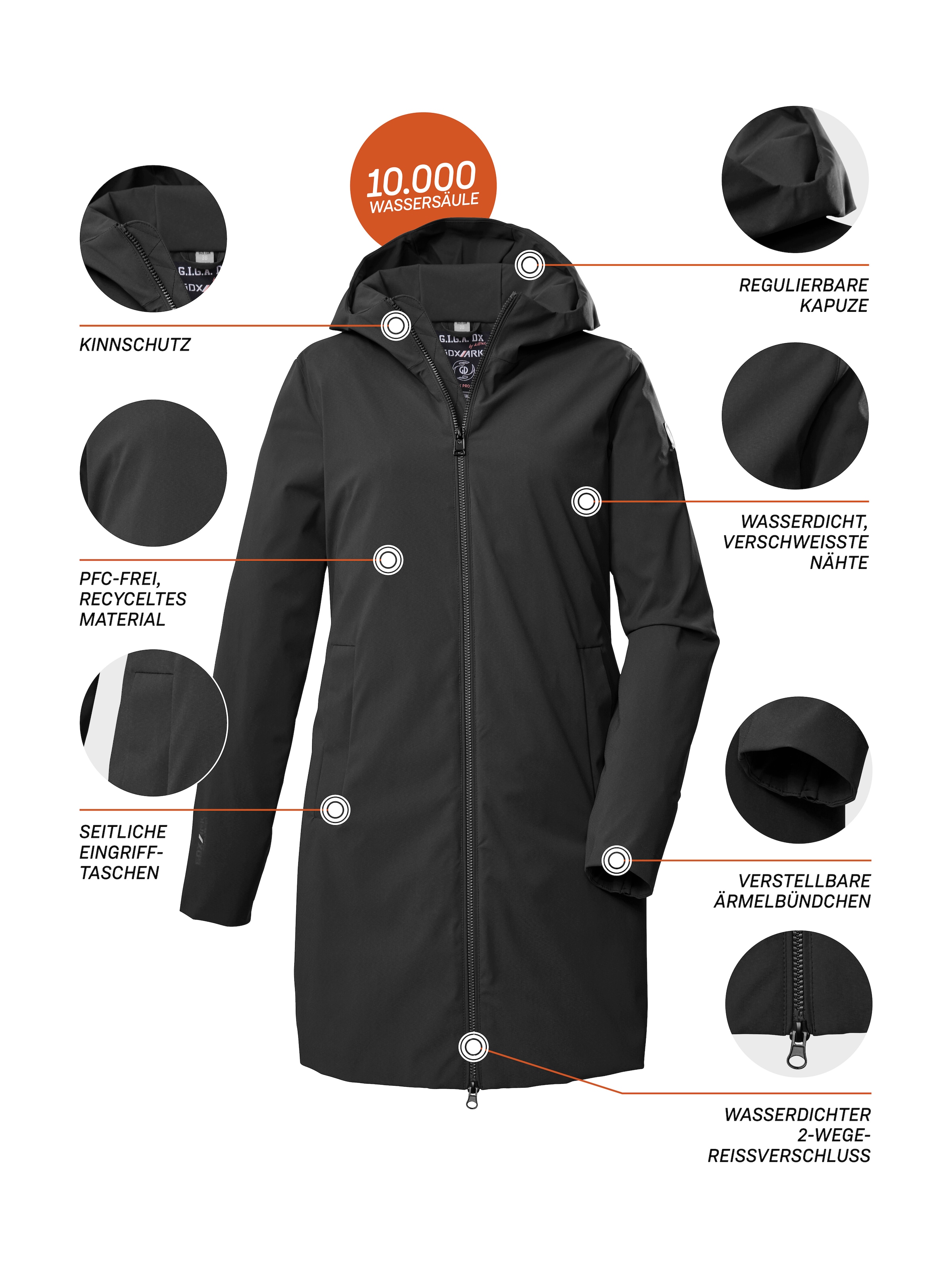 G.I.G.A. DX by killtec Parka »GS 154 WMN PRK« Ultraleichter, urbaner Parka, 100% wasserdicht, verstellbar, recycelt