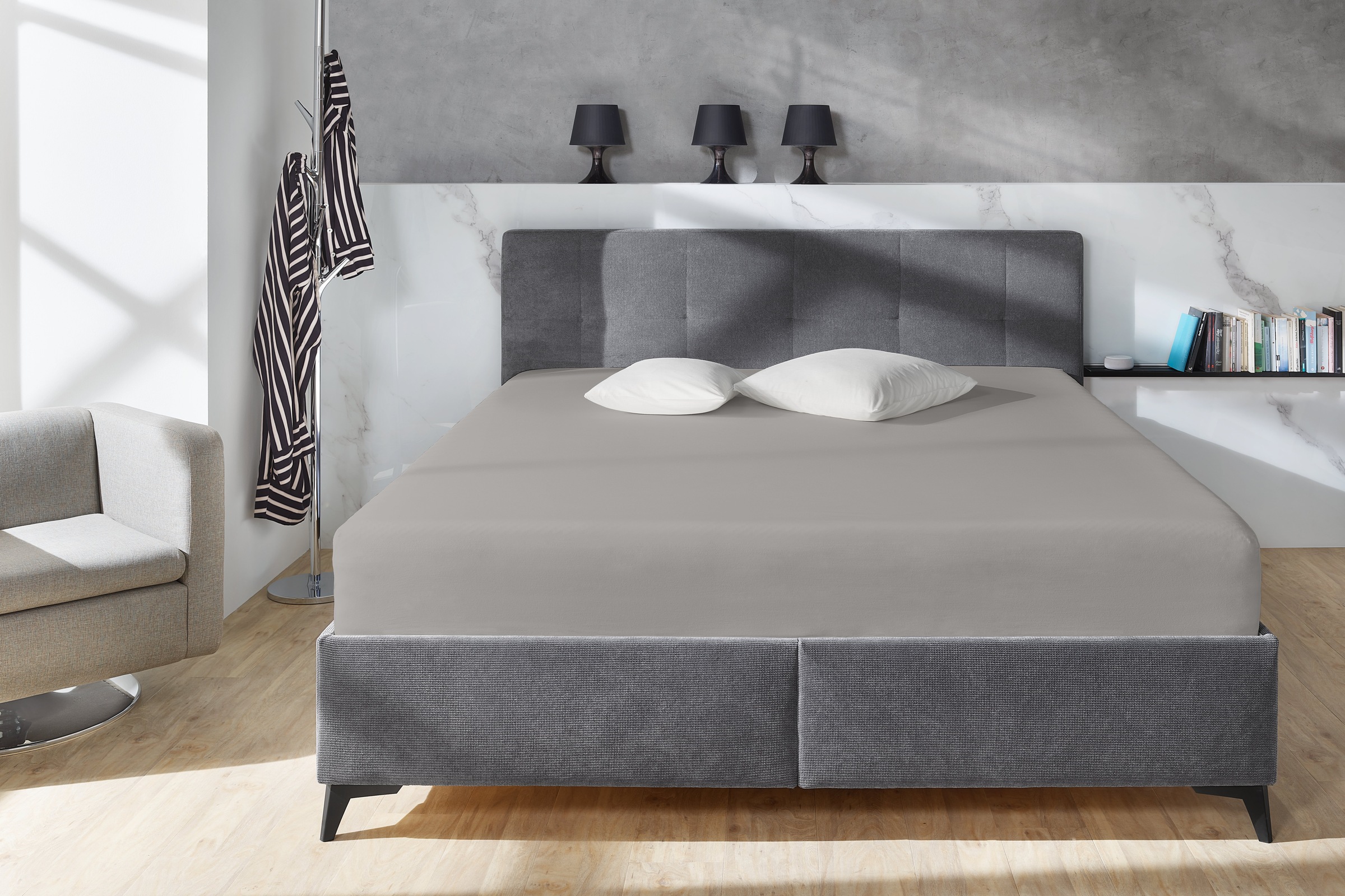 Primera Spannbettlaken »Elasthan-Feinjersey« PREMIUM, aus 95% gekämmter Baumwolle und 5% Elasthan, bis 28 cm Höhe