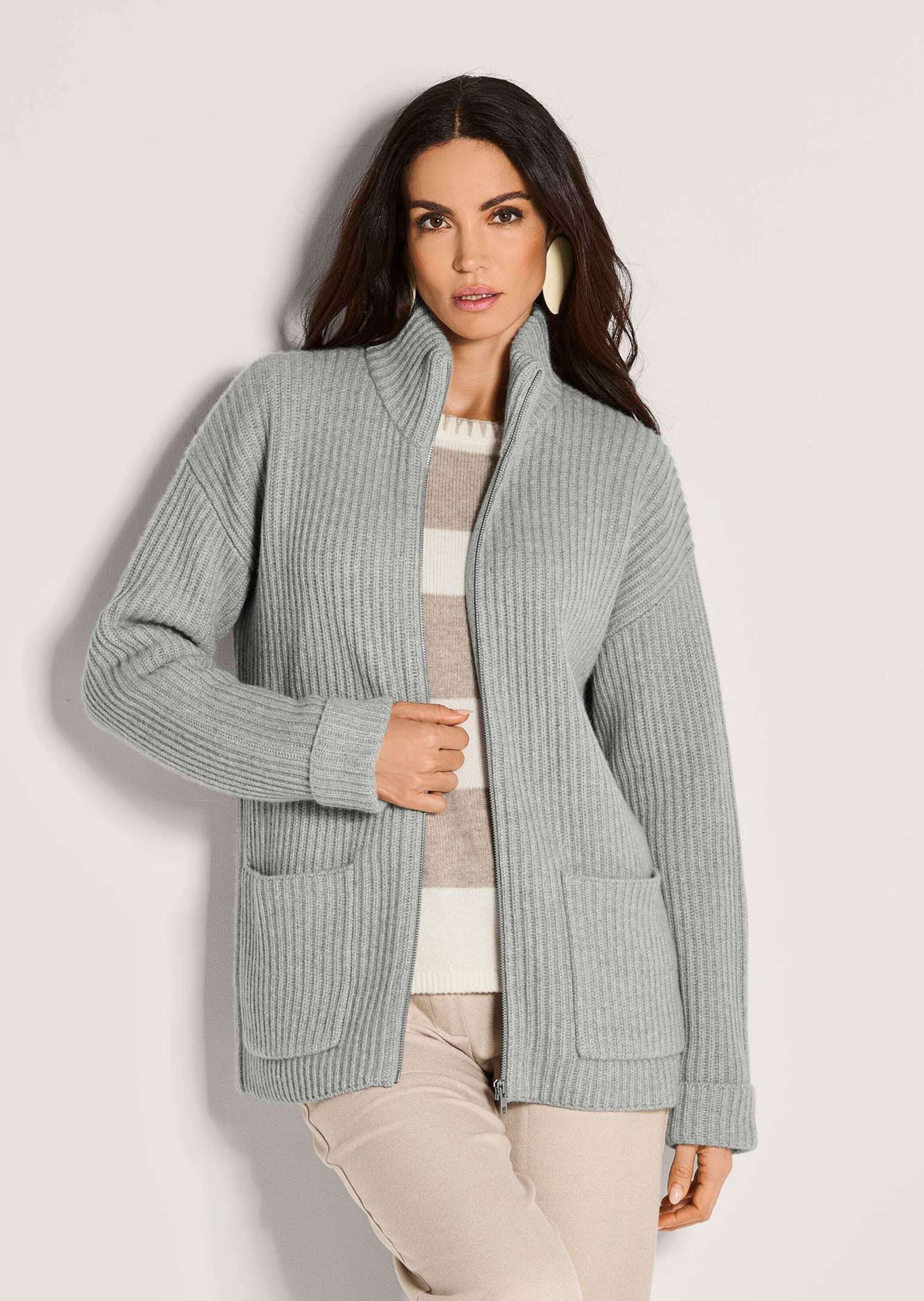 MADELEINE Strickjacke »Cardigan Weiche Wolljacke mit Reißverschluss« Grobstrick