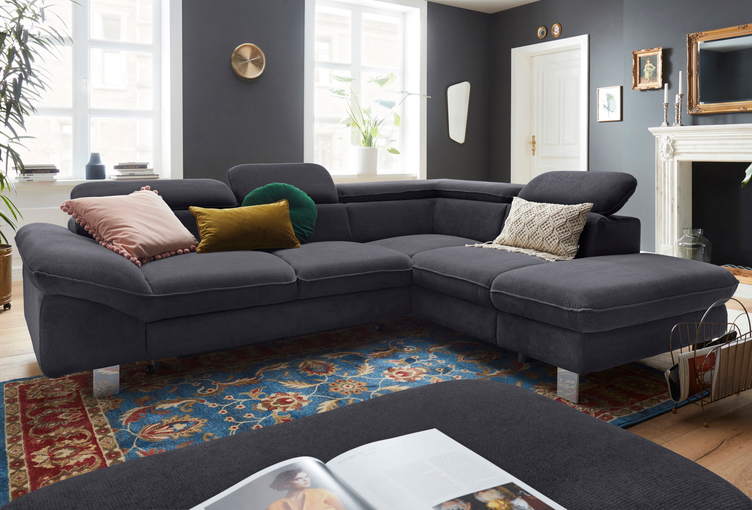 COTTA Polstergarnitur »Driver L-Form«, (Set, 2 tlg.), Set bestehend aus: Ecksofa mit Kopfteilverstellung & Hocker