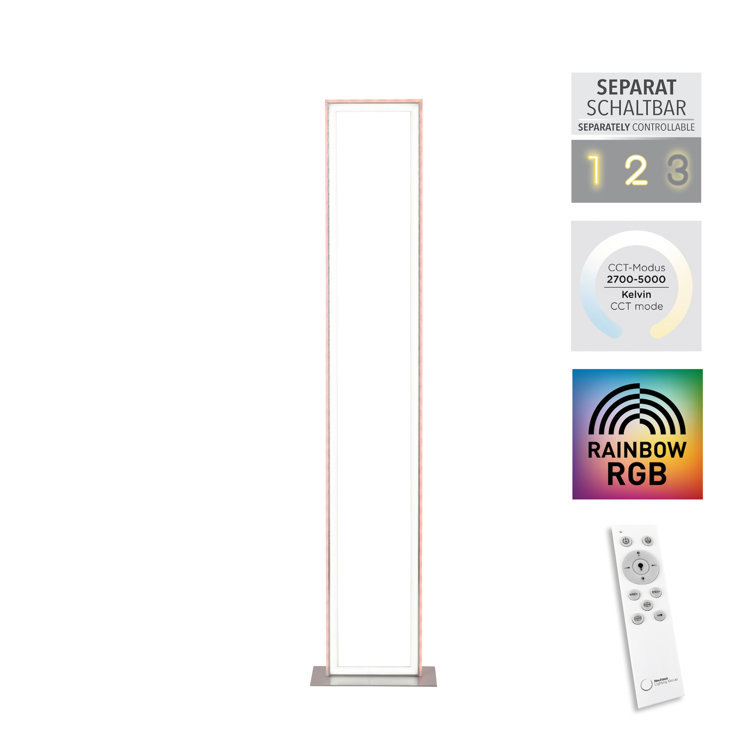 Leuchten Direkt Stehlampe 3 mit kaufen »FELIX60«, inkl.,Schalter über Garantie | Fernbedienung, flammig-flammig, 2 - Jahren online CCT RGB-Rainbow, LED, Infrarot XXL