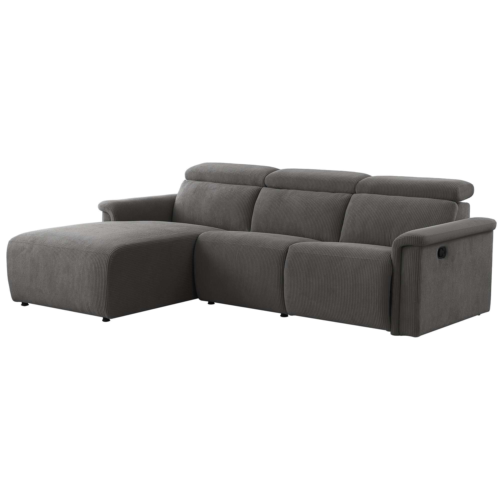 OTTO home Ecksofa »LUND Cord, L-Form, 258cm, man. o. elektr. Relaxfunktion (mit USB-A/C)« USB-A/C bei elektrischer Variante und Kopfteilverstellung