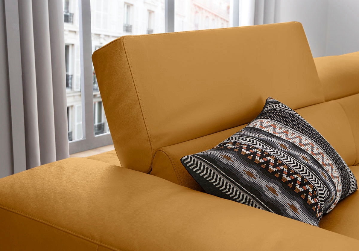 W.SCHILLIG Ecksofa »piedroo, Designsofa mit tollem Sitzkomfort, bequem und elegant, L-Form«, Kopfteilverstellung, wahlweise mit Sitztiefenverstellung, Breite 343cm