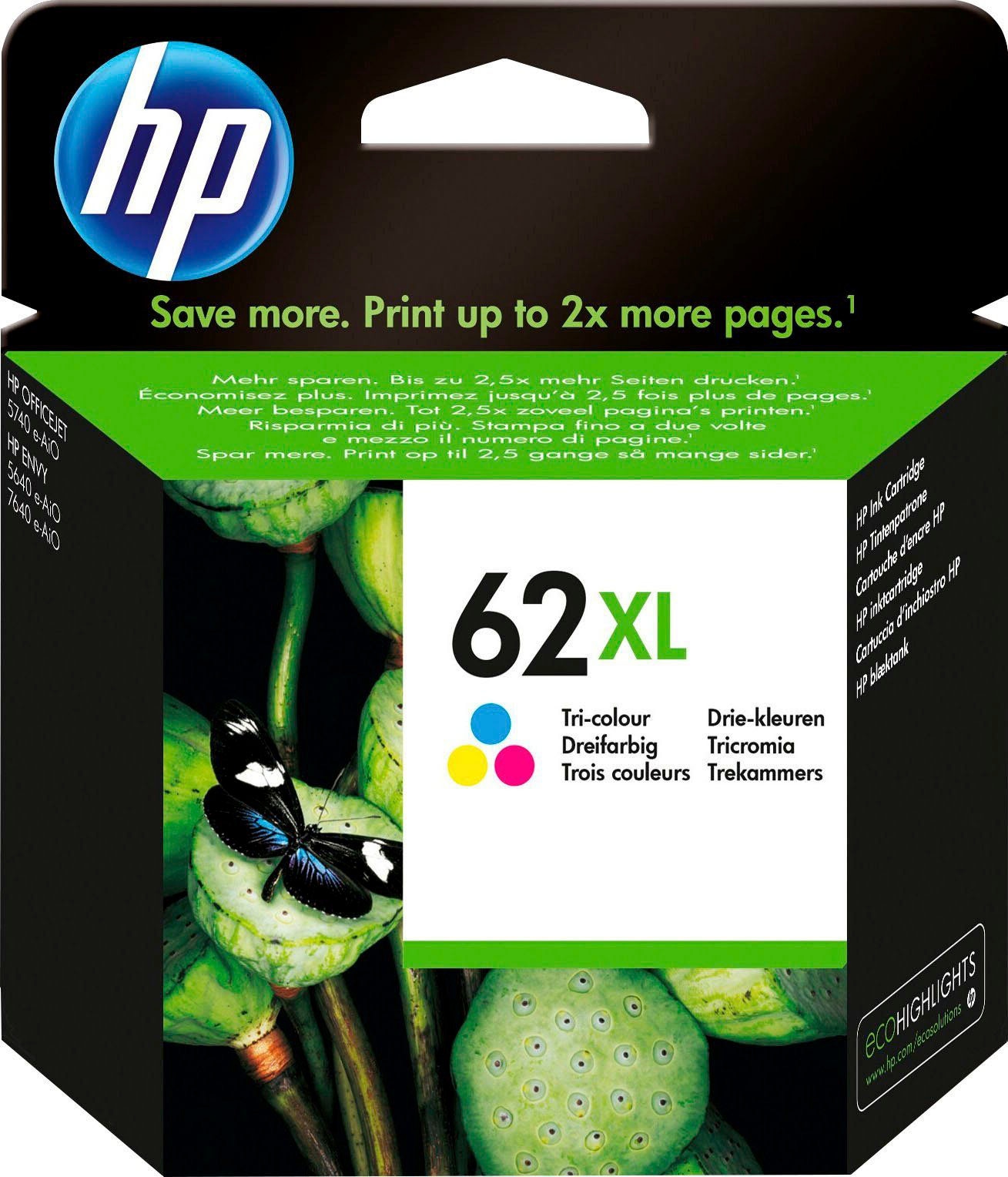 HP Tintenpatrone »62XL«, (1 St.), original Druckerpatrone 62 cyan/magenta/yellow XL /... kaufen