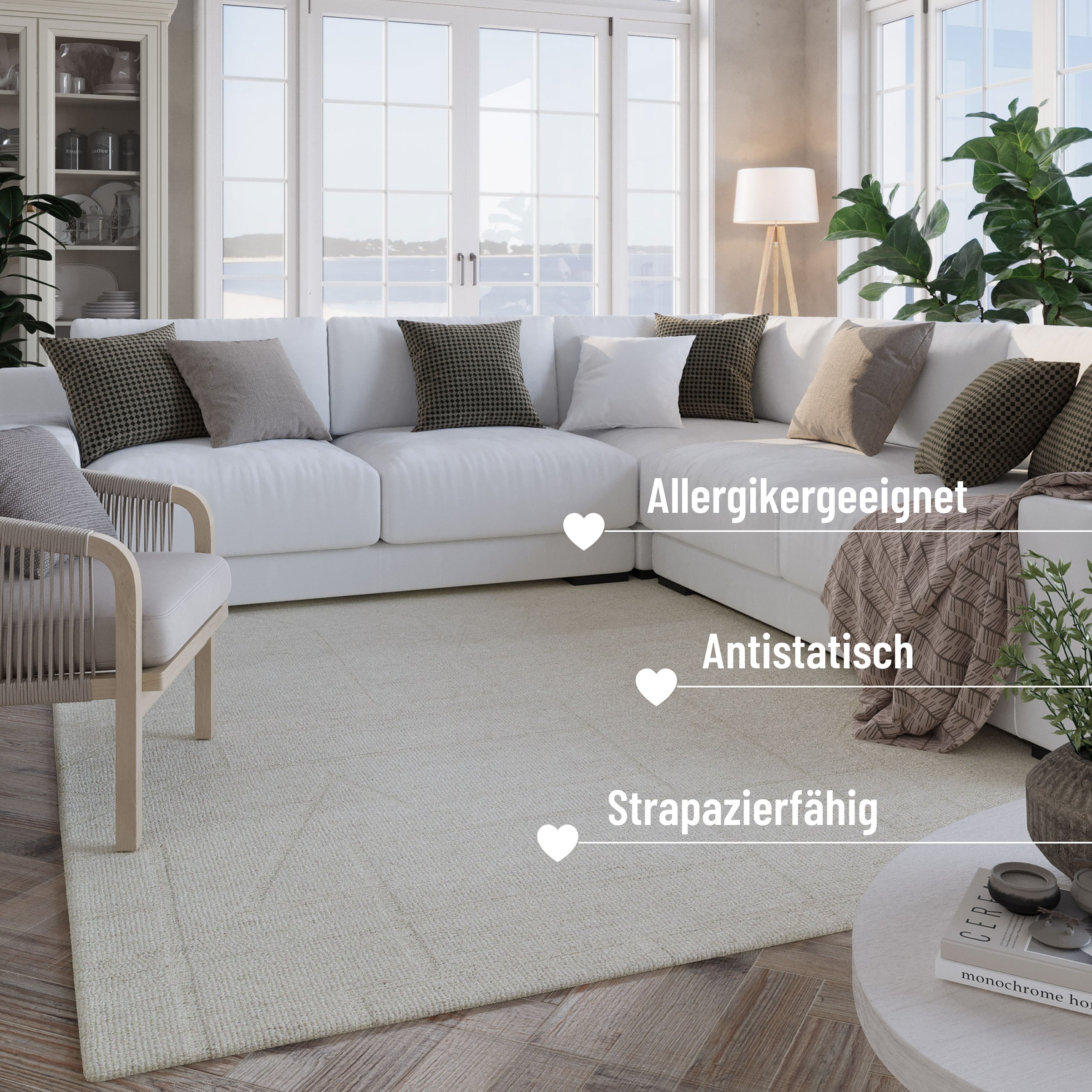 Wecon home Teppich »Hamptons TWENTYEIGHT«, rund, 15 mm Höhe, Kurzflor, Wohnzimmer, Schlafzimmer, elegant, robust, Lineares Design