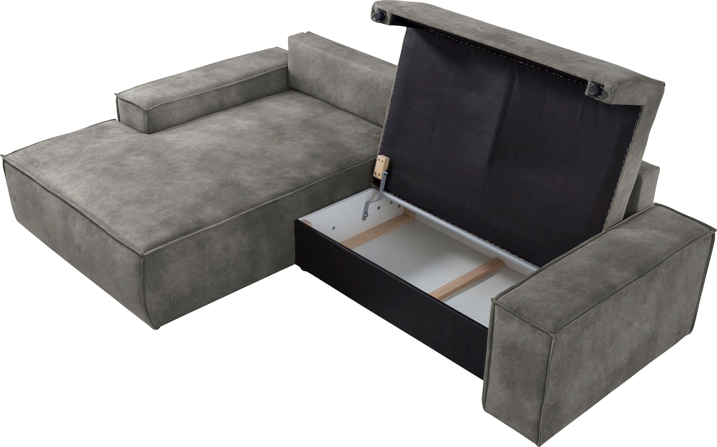 Home affaire Ecksofa SHERWOOD Schlafsofa 267 cm, L-Form, Schlaffunktion mit Bettkasten (210x136 cm), Cord, Vintage, Samtvelours