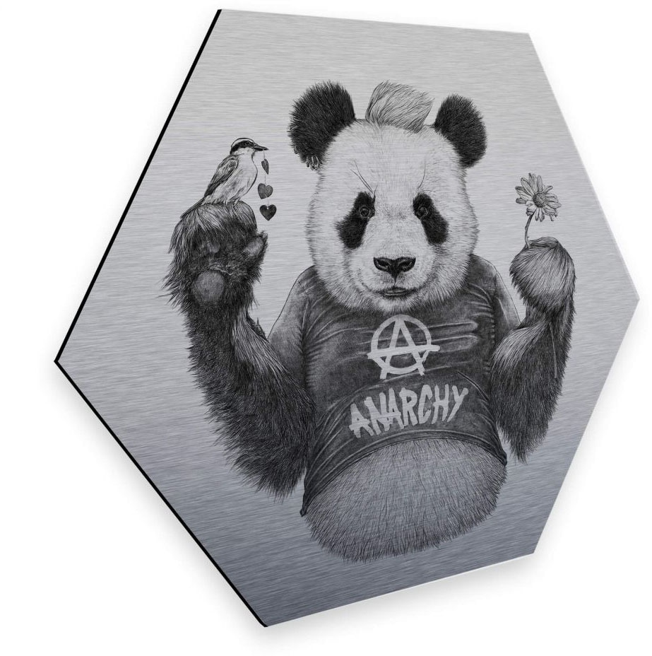 St.) Deko«, Wall-Art kaufen bequem Bär Metallbild (1 Panda »Türschild Silber
