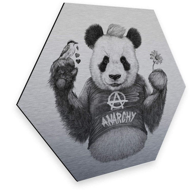 Wall-Art Metallbild »Türschild Panda Bär Silber Deko«, (1 St.) bequem  kaufen