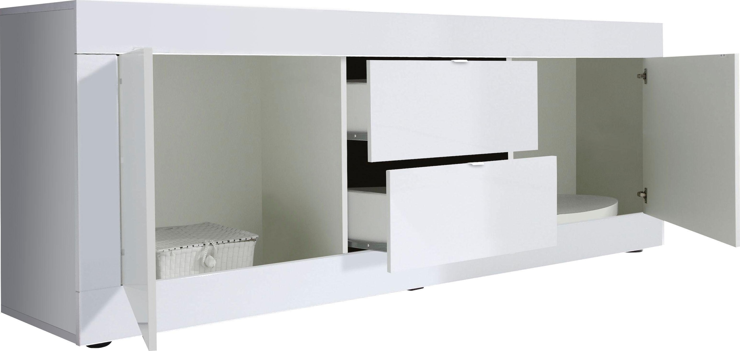 INOSIGN Lowboard »Basic Breite 210 cm, TV-Board 2 Türen, 2 Schubkästen, TV-Schrank«, Metallgriff, moderne Rahmenoptik, viel Stauraum, Farbauswahl