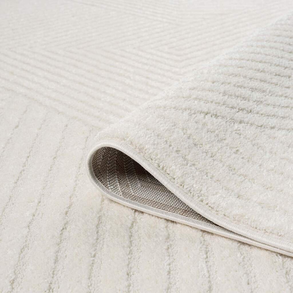 Carpet City Teppich »LOUNGE 0632«, rund, 15 mm Höhe, Kurzflor-Teppich Modern, Hoch-Tief-Struktur, Wohnzimmer, Schlafzimmer