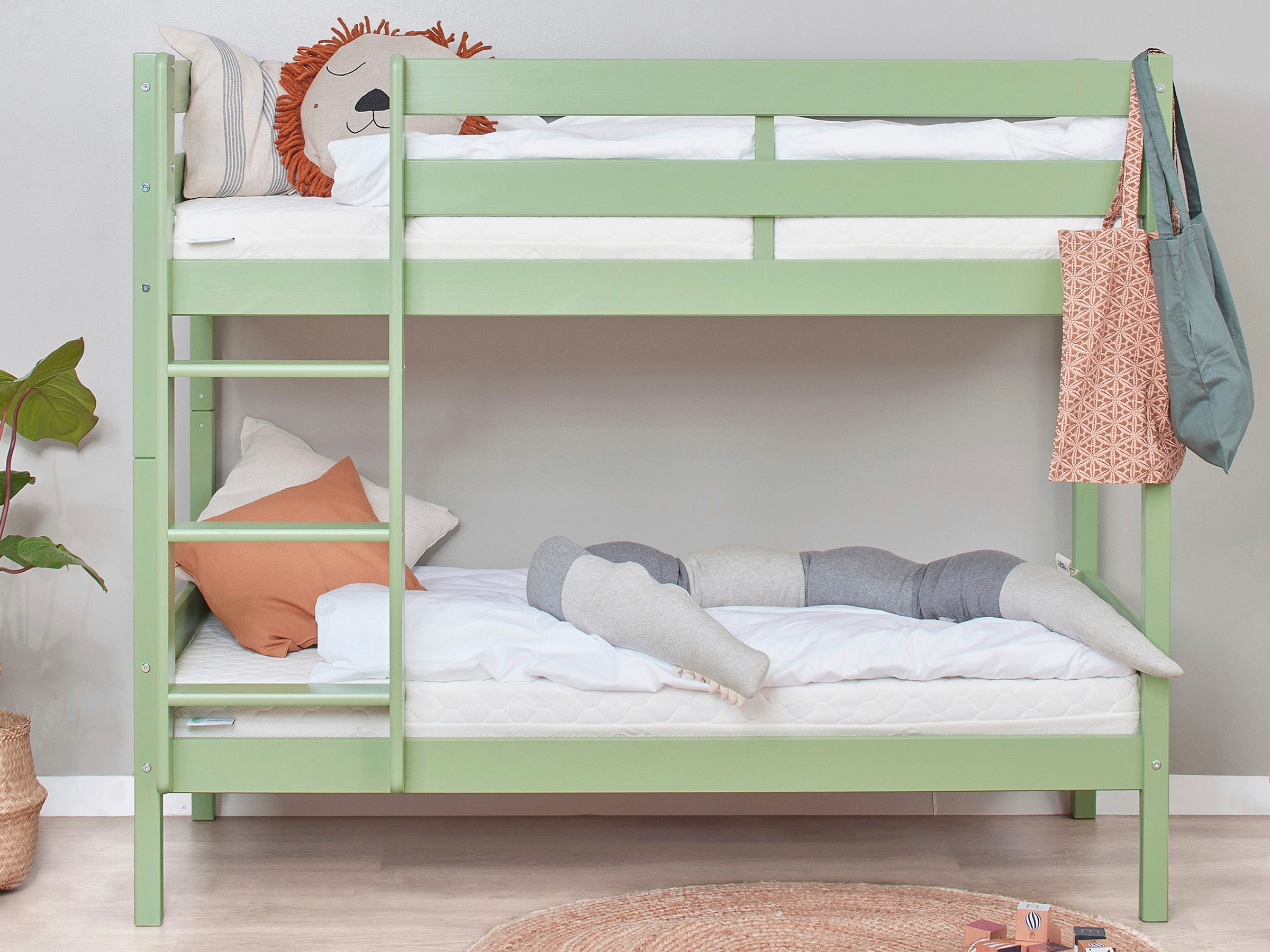 Hoppekids Etagenbett »ECO Comfort Kinderbett 90x200 oder 70x160 aus Massivholz in 4 Farben« TÜV, FSC und Nordisches Umweltzeichen – wahlweise mit Matratzen