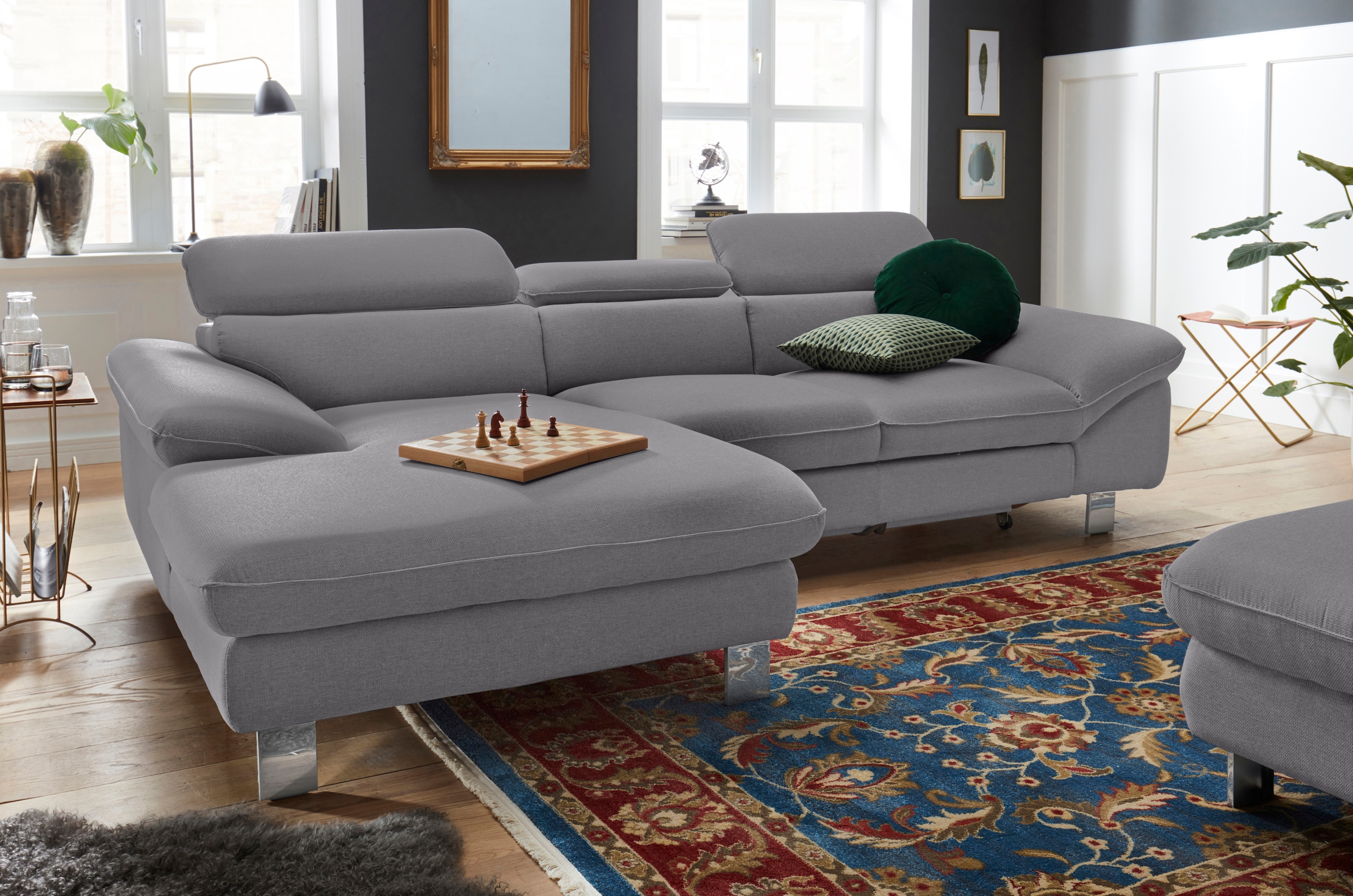 COTTA Polstergarnitur »Driver L-Form«, (Set, 2 tlg.), Set bestehend aus: Ecksofa mit Kopfteilverstellung & Hocker