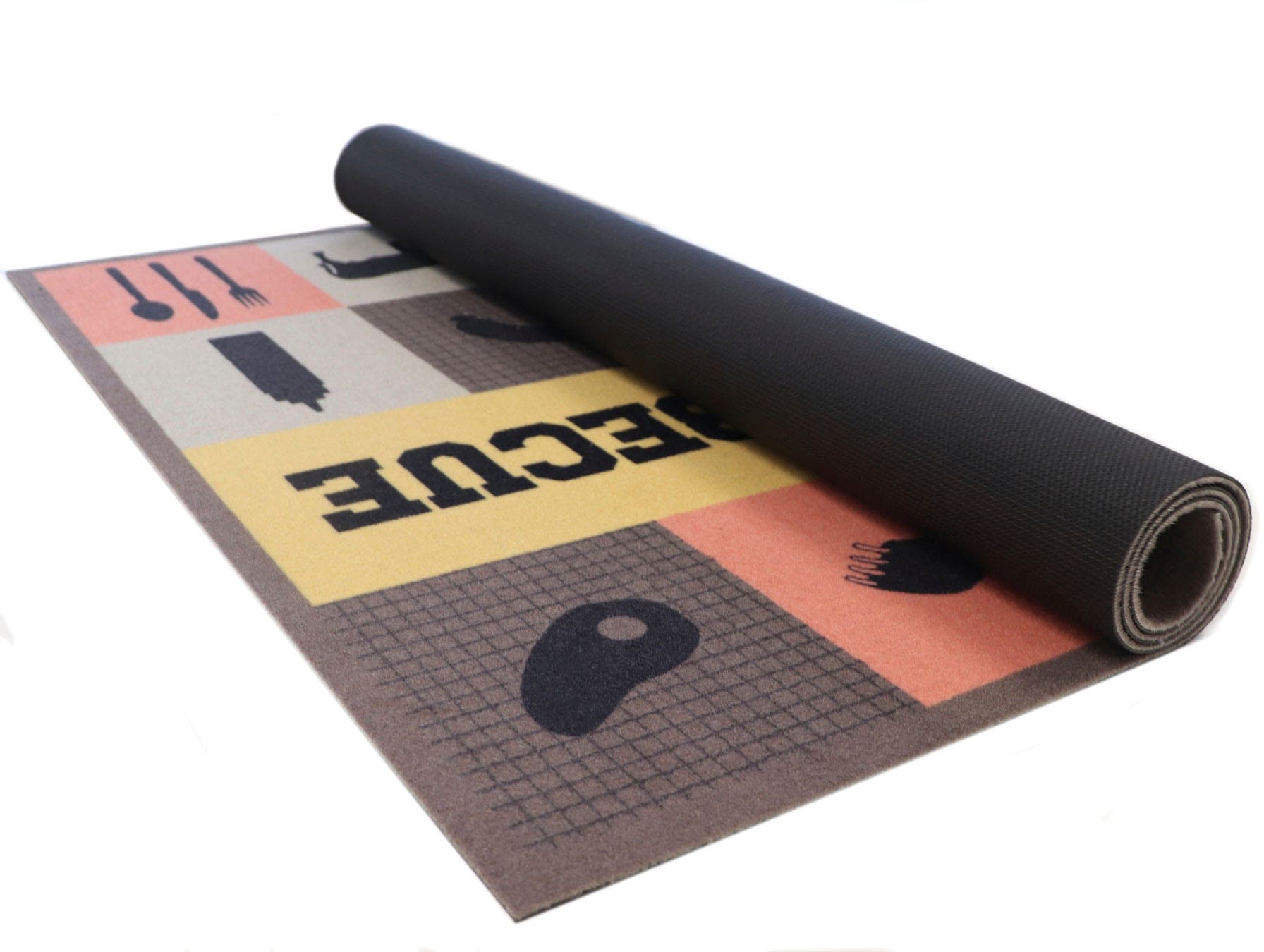 Primaflor-Ideen in Textil Fußmatte »BBQ Grillunterlage BARBECUE CHECKS, Made in Belgium«, rechteckig, 5 mm Höhe, Grillmatte ideal als Bodenschutz, mit Spruch, rutschhemmend, waschbar