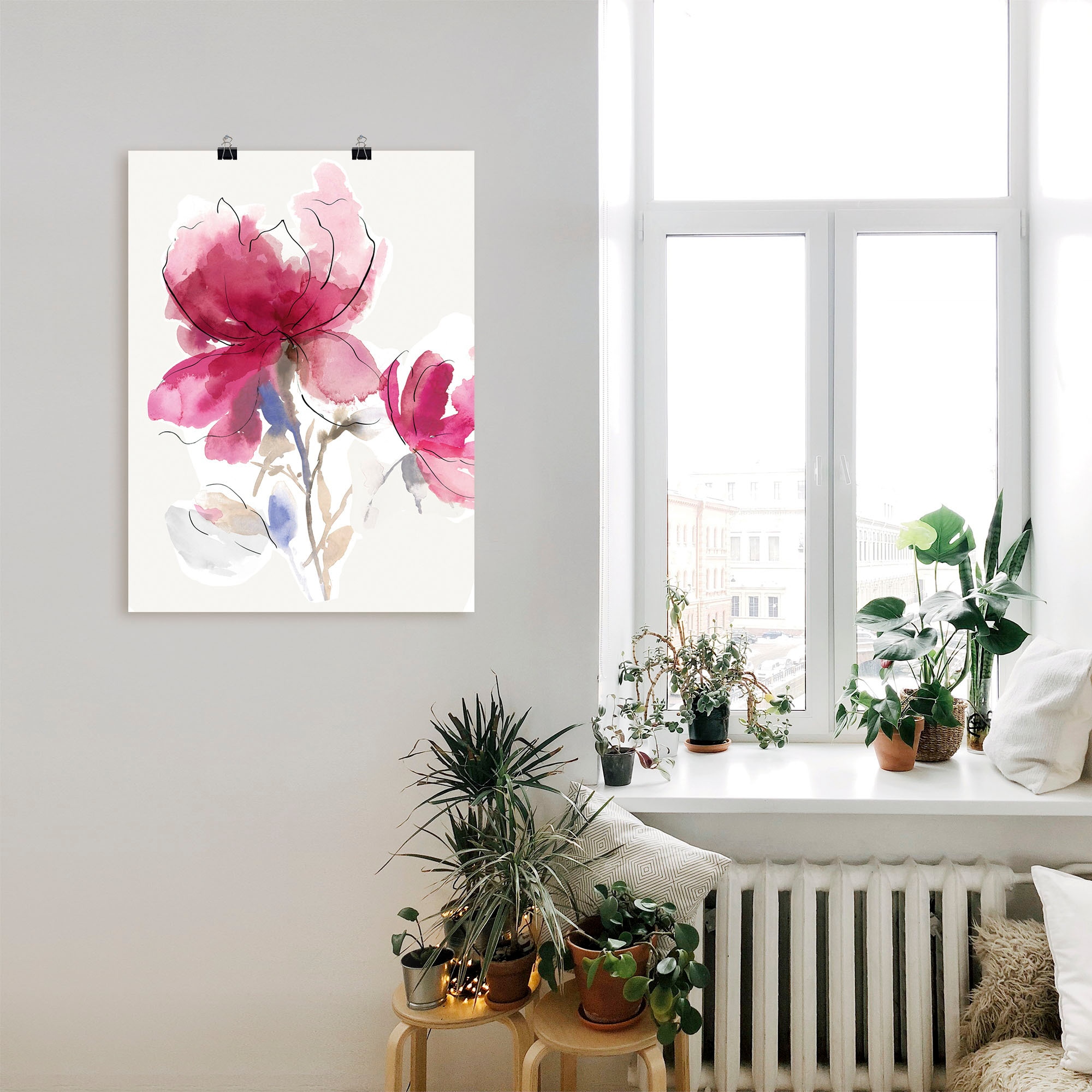 Artland Wandbild »Rosige Blüte I.« Blumenbilder 1 Stk. tlg. als Alubild, Leinwandbild, Wandaufkleber oder Poster in versch. Größen