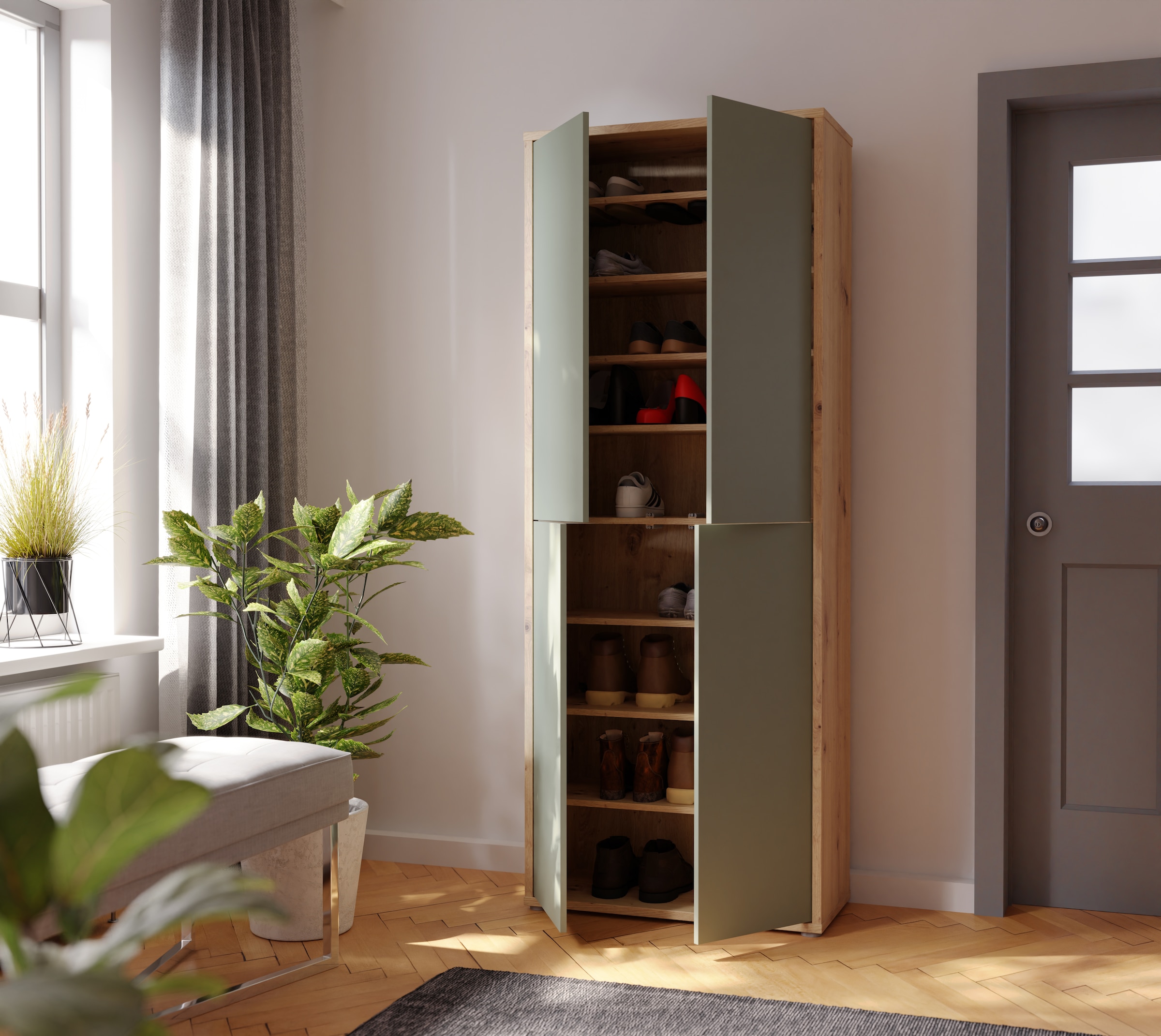 FORTE Schuhschrank »Alice Springs«, (B/H/T 74,5/191,9/34,9 cm), Stauraumschrank, Mehrzweckschrank, Breite 74,5 cm, mit 8 Böden