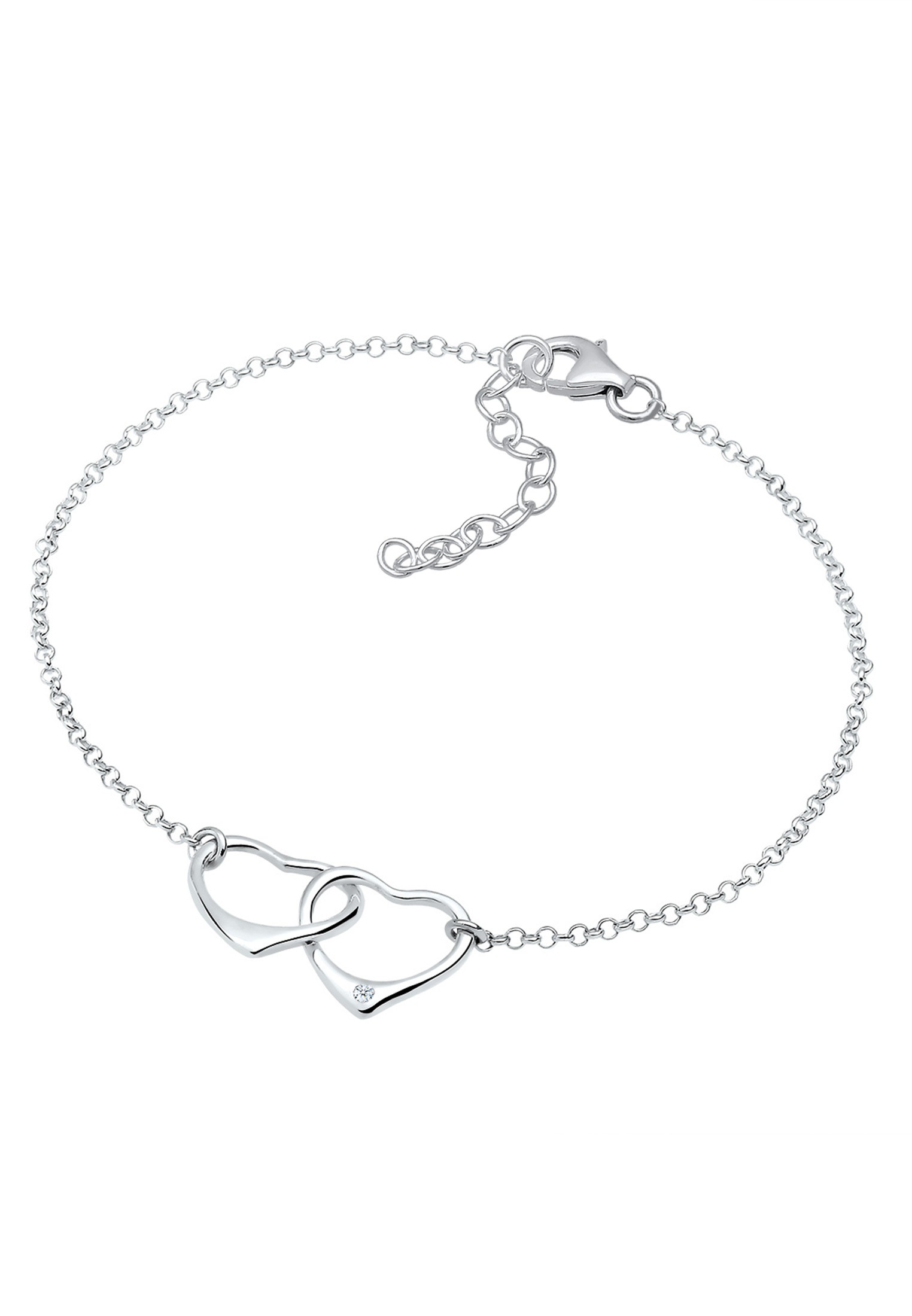Elli DIAMONDS Armkette »Armband Herz Diamant Weiß Brillantschliff (0.015 ct) 925 Sterling Silber«