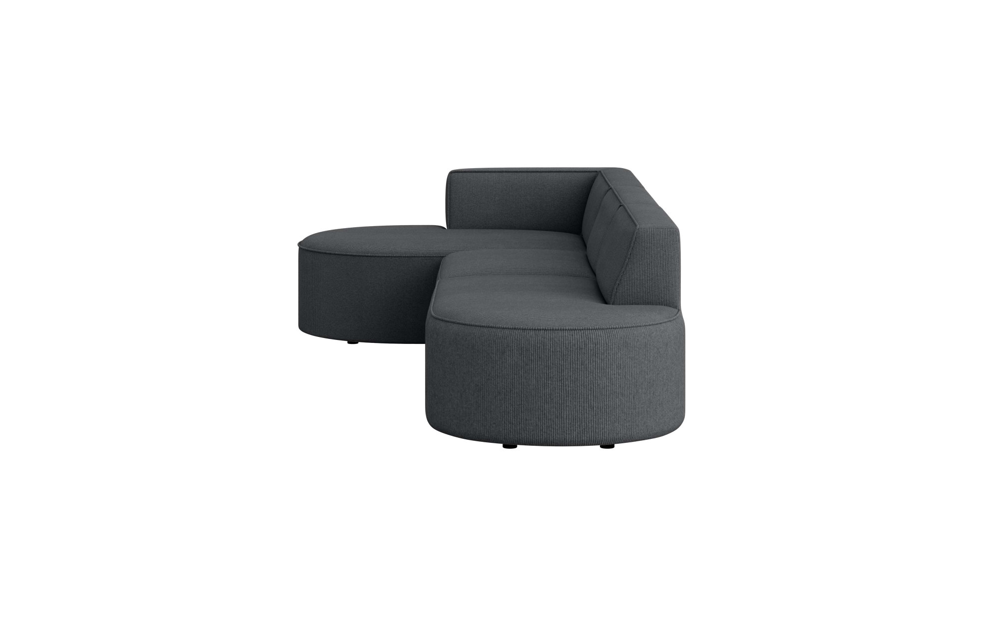 andas Ecksofa »EIVIND Designer Sofa mit Ottomane rechts/links, B/T/H: 343/159/72 cm«, L-Form mit Wellenunterfederung, auch in Feincord und Bouclé
