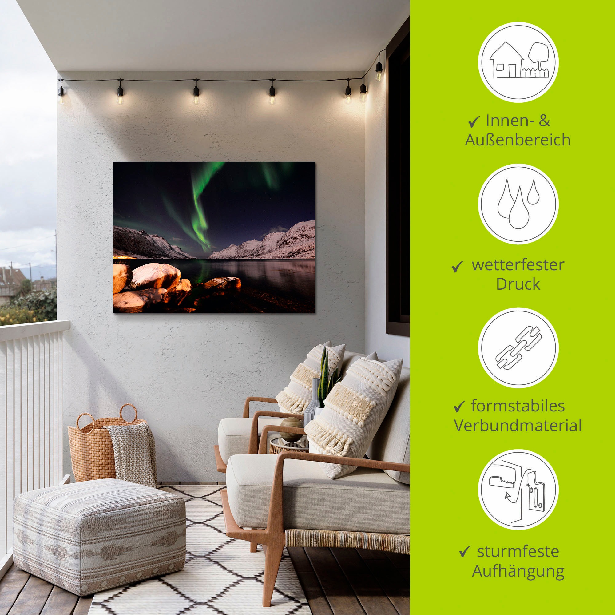 Artland Wandbild »Nordlicht Norwegen II« Himmel 1 Stk. tlg. als Alubild, Outdoorbild, Poster in verschied. Größen