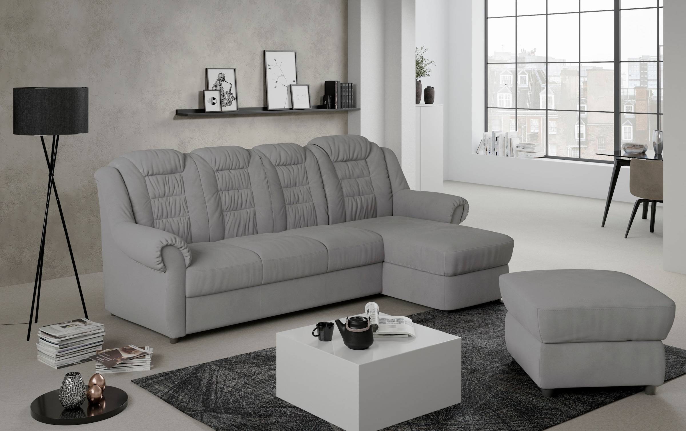 Home affaire Ecksofa »Boston L-Form«, mit hoher Rückenlehne, wahlweise mit Bettfunktion
