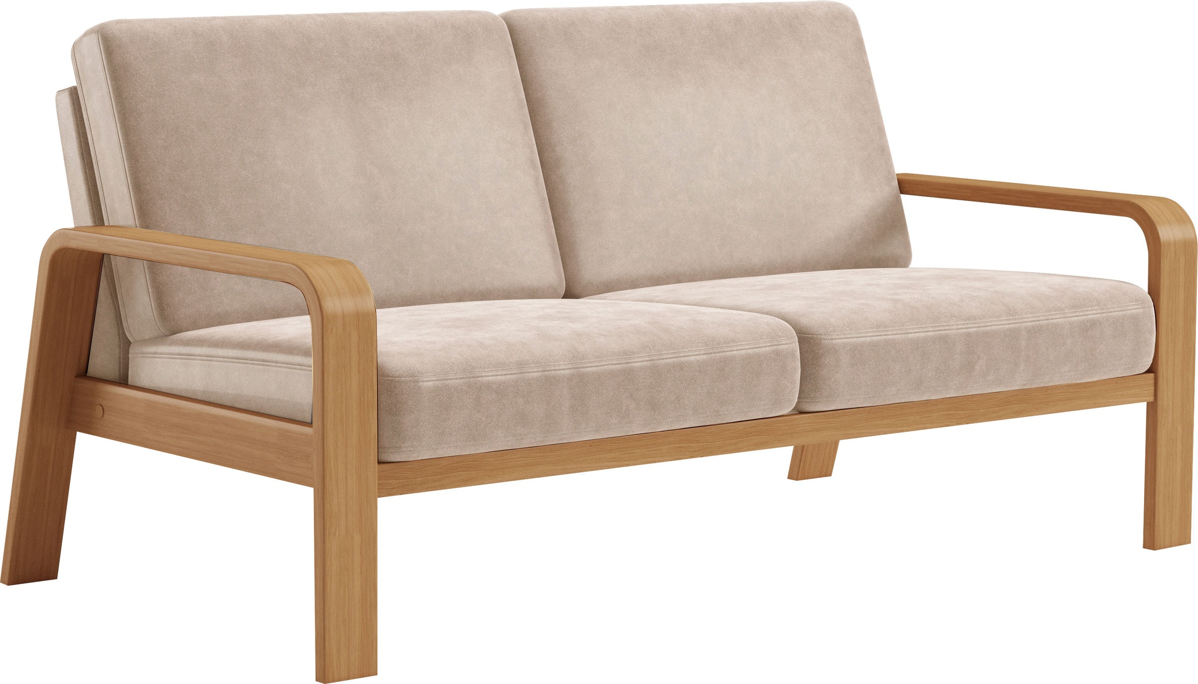 sit&more 2,5-Sitzer »Kolding«, Armlehnen aus eichefarbigem Buchenholz, verschiedene Bezüge und Farben