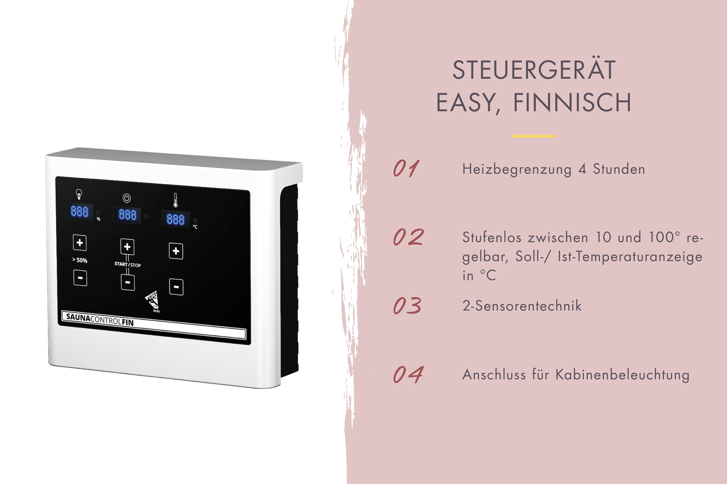 Karibu Sauna »Amada« Set,  Ofen 9 KW externe Strg easy
