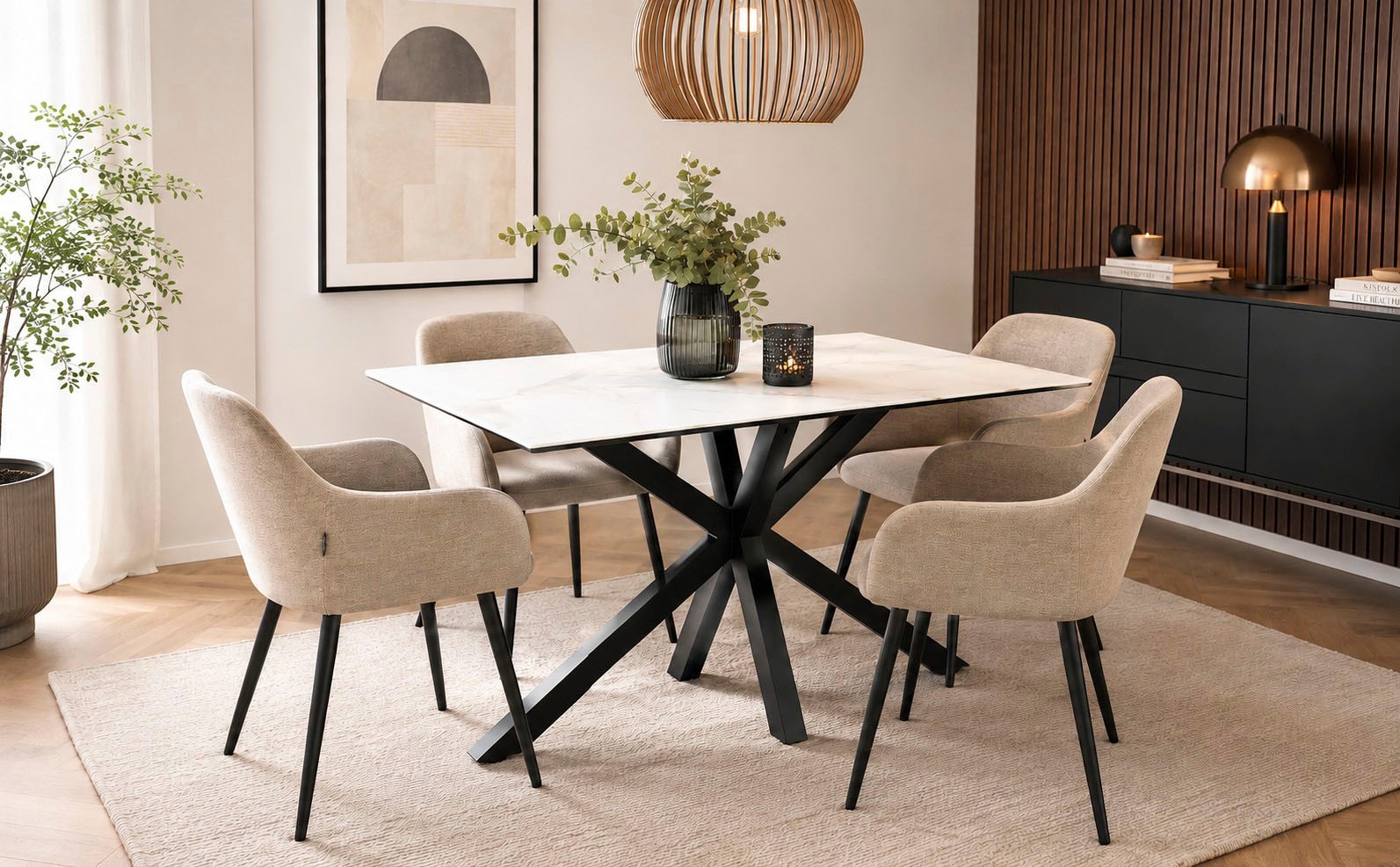 ACTONA GROUP Esstisch »Heaven mit Keramikplatte & stabilem Stahlgestell, mehrere Varianten« Breite: 135, 160 und 200 cm,  Pflegeleichter Design-Esstisch – robust, stilvoll & langlebig