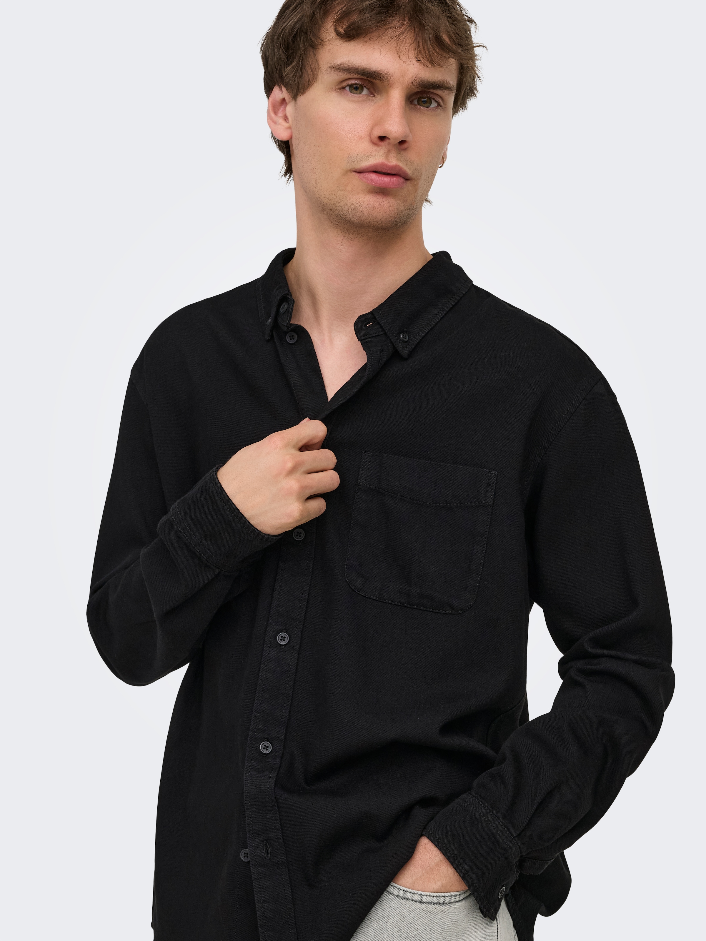 ONLY & SONS Jeanshemd »ONSORSON REGULAR YFM DNM SHIRT NOOS« Baumwolle, normal geschnitten
