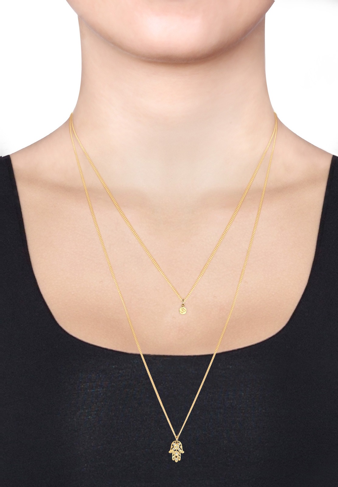 Elli Ketten-Set »Halskette Panzerkette Om Hamsa Hand Evil Eye 925 Silber«
