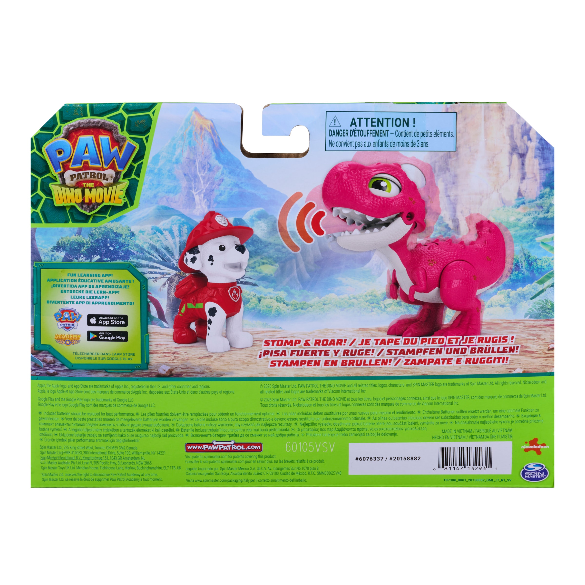 Spin Master Spielfigur »PAW Patrol: Der Dino Film, Roaring Pups, Marshall & Rhabarber Dino«