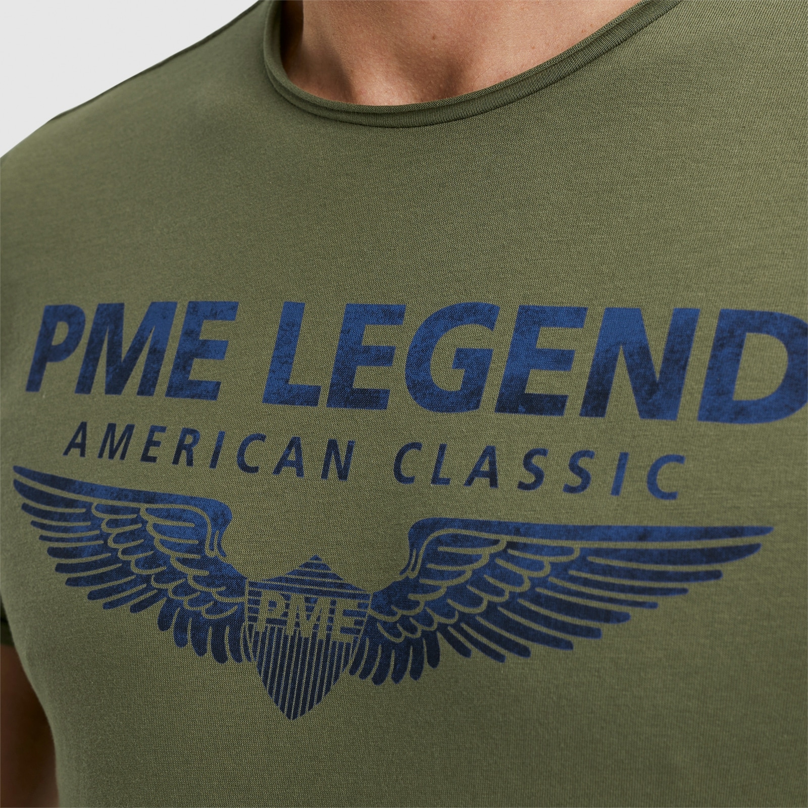 PME LEGEND T-Shirt mit eingefasstem Rundhalsausschnitt mit Rollkante