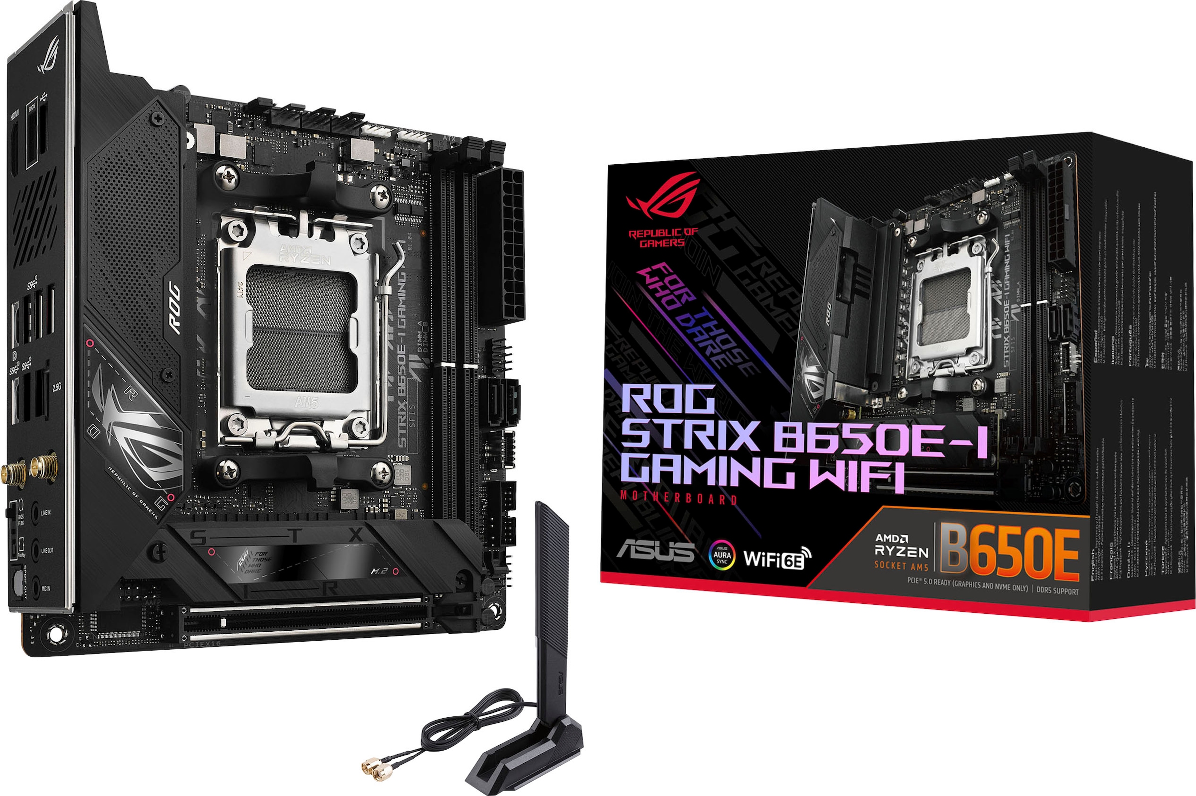 Mainboard »ROG STRIX B650E-I GAMING WIFI«, Ryzen 7000, Mini-ITX, DDR5 Speicher, 10+2...