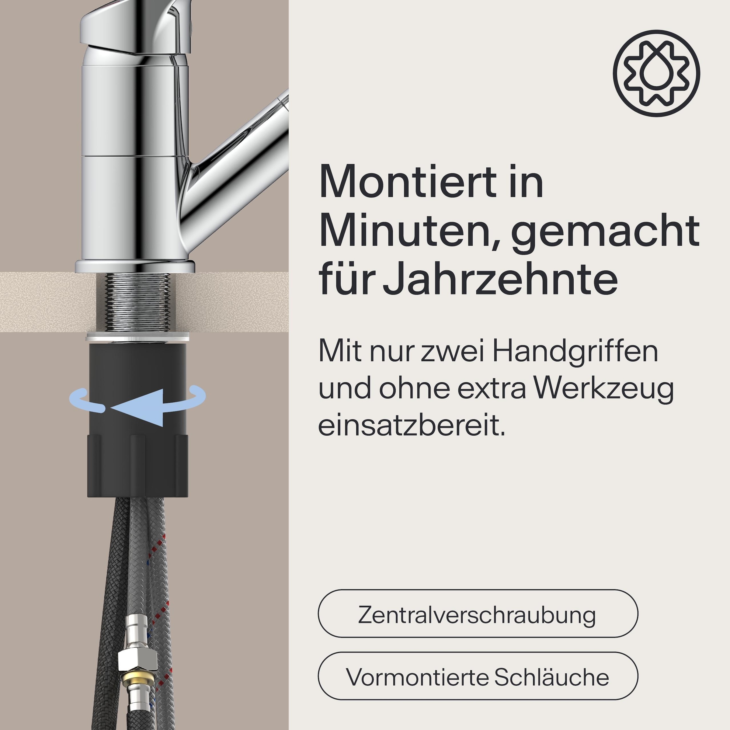 WASSERWERK Spültischarmatur »WK 7, Wasserhahn, Küche, Einhebelmischer« 90° schwenkbar, 2-fach verstellb., herausziehbar