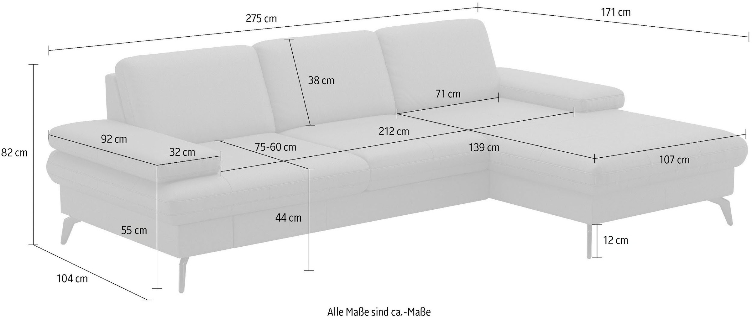sit&more Ecksofa »Morris L-Form, inkl. Sitztiefenverstellung«, wahlweise mit Armteilverstellung, Bettfunktion & Bettkasten