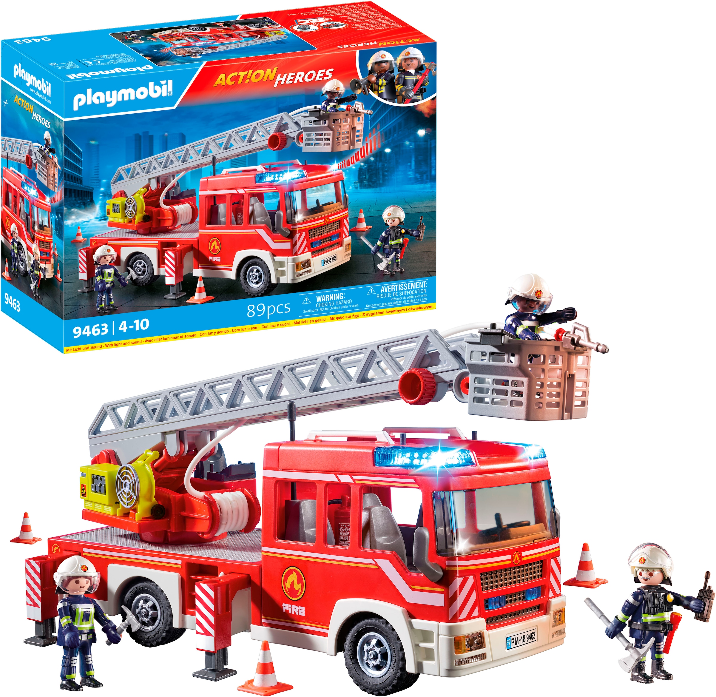 Playmobil® Konstruktions-Spielset »Feuerwehr-Leiterfahrzeug (9463), My Action Heroes« Made in Germany