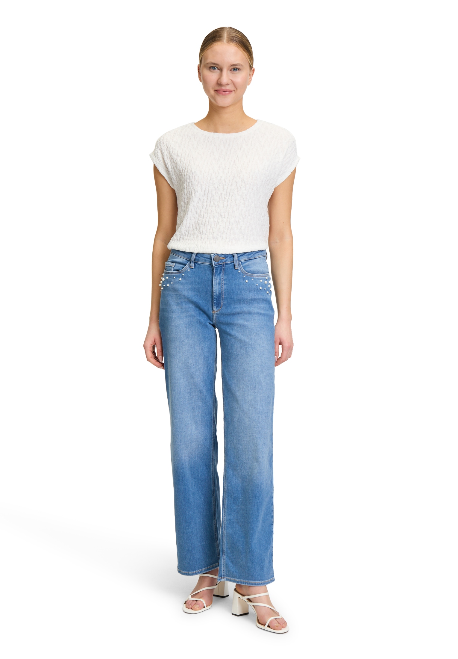 Betty&Co Taillenhose »High Waisted-Jeans mit Perlen«