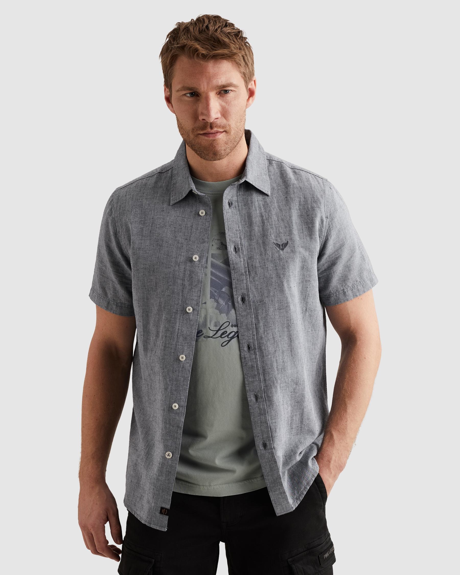 PME LEGEND Kurzarmhemd »Short Sleeve Shirt 2 tone Cotton/Linen« mit Kent Kragen