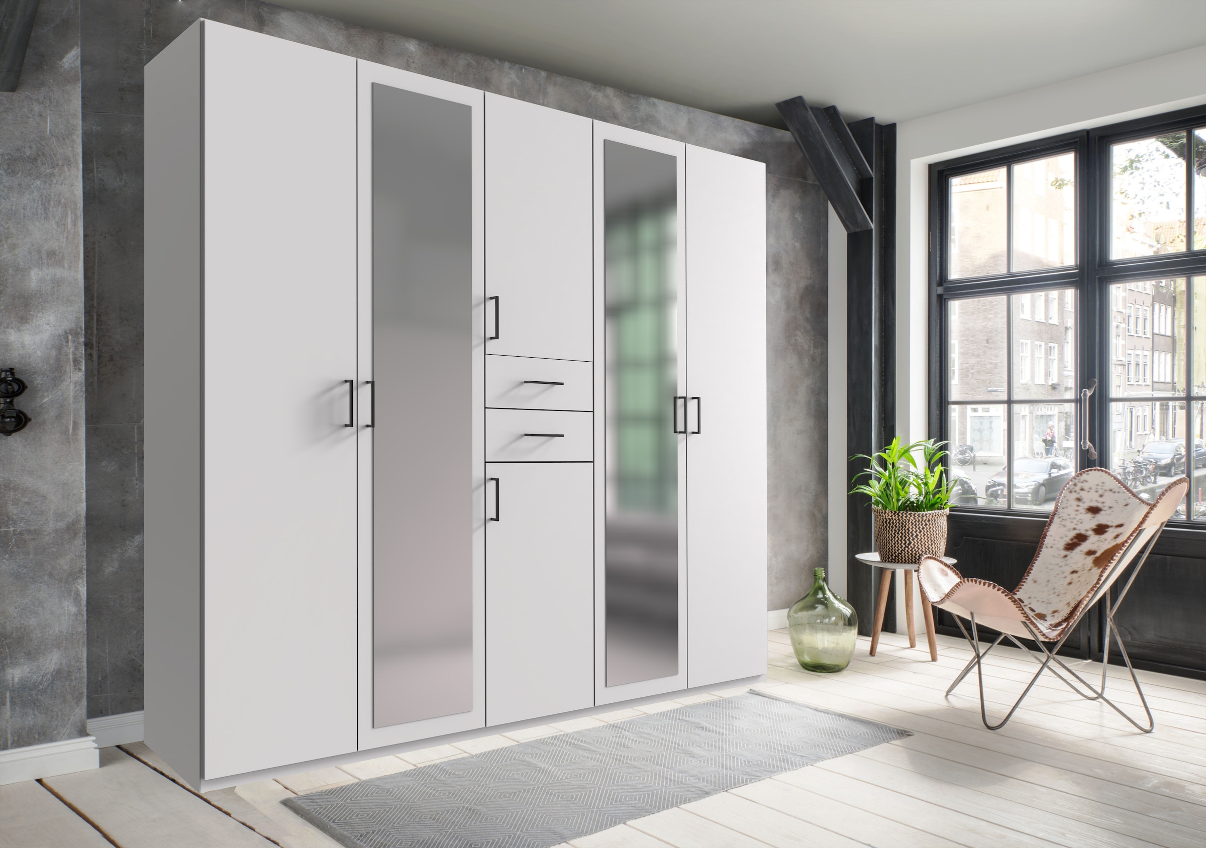 Wimex Drehtürenschrank »Dillingen« Schubladen auf bequemer Zugriffshöhe, mit Spiegel