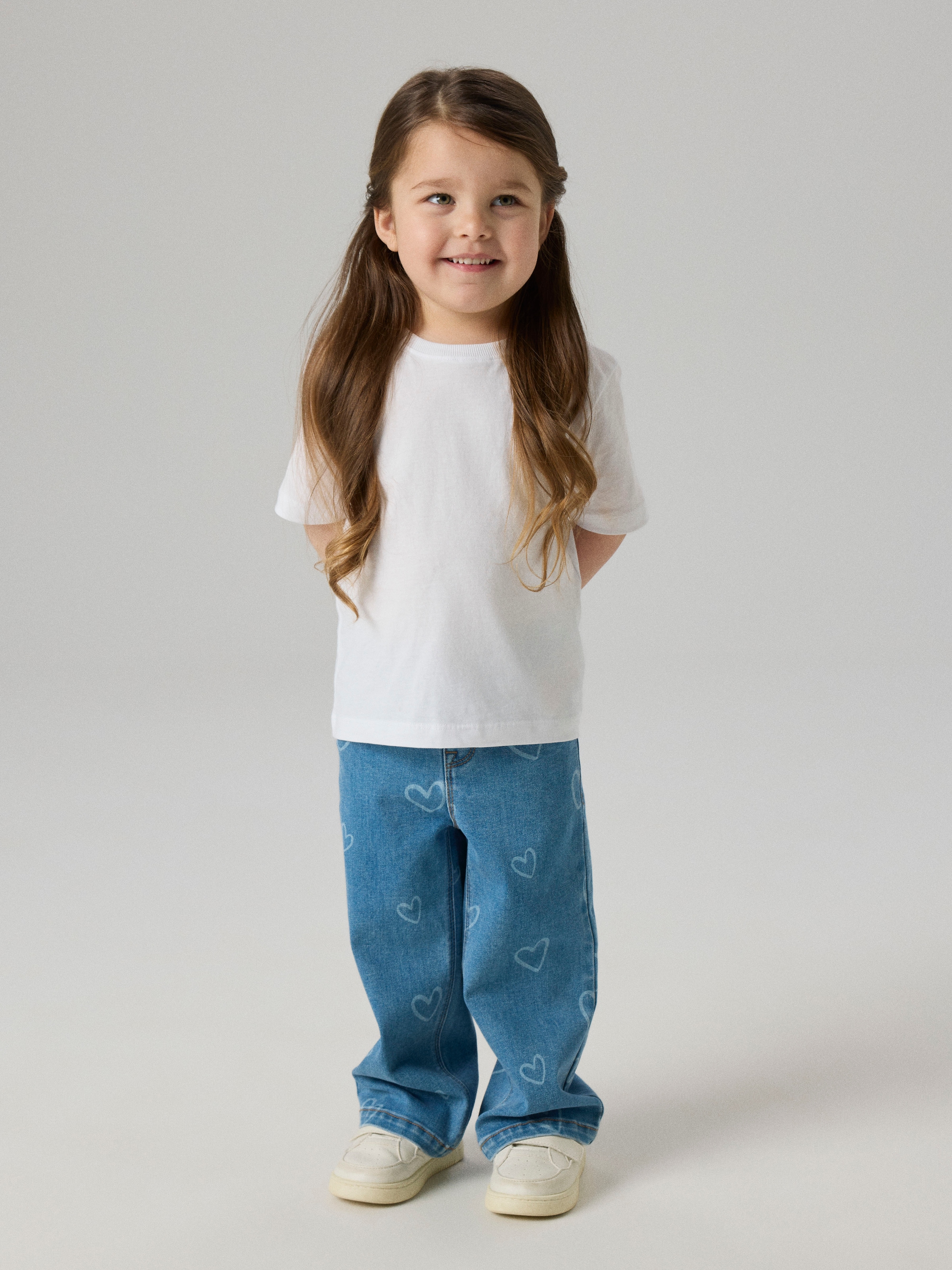 Name It Weite Jeans »NMFROSE WIDE AOP JEANS 4044-ON NOOS« Baumwollmischung, regular fit, Allover Herzchen Druck