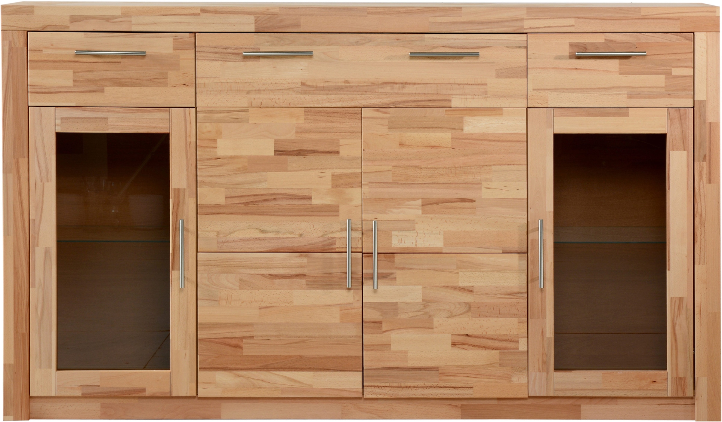 VOGL Möbelfabrik Highboard »Toronto«, opt. Glastüren, teilmassiv, Rahmenoptik, Made in Germany
