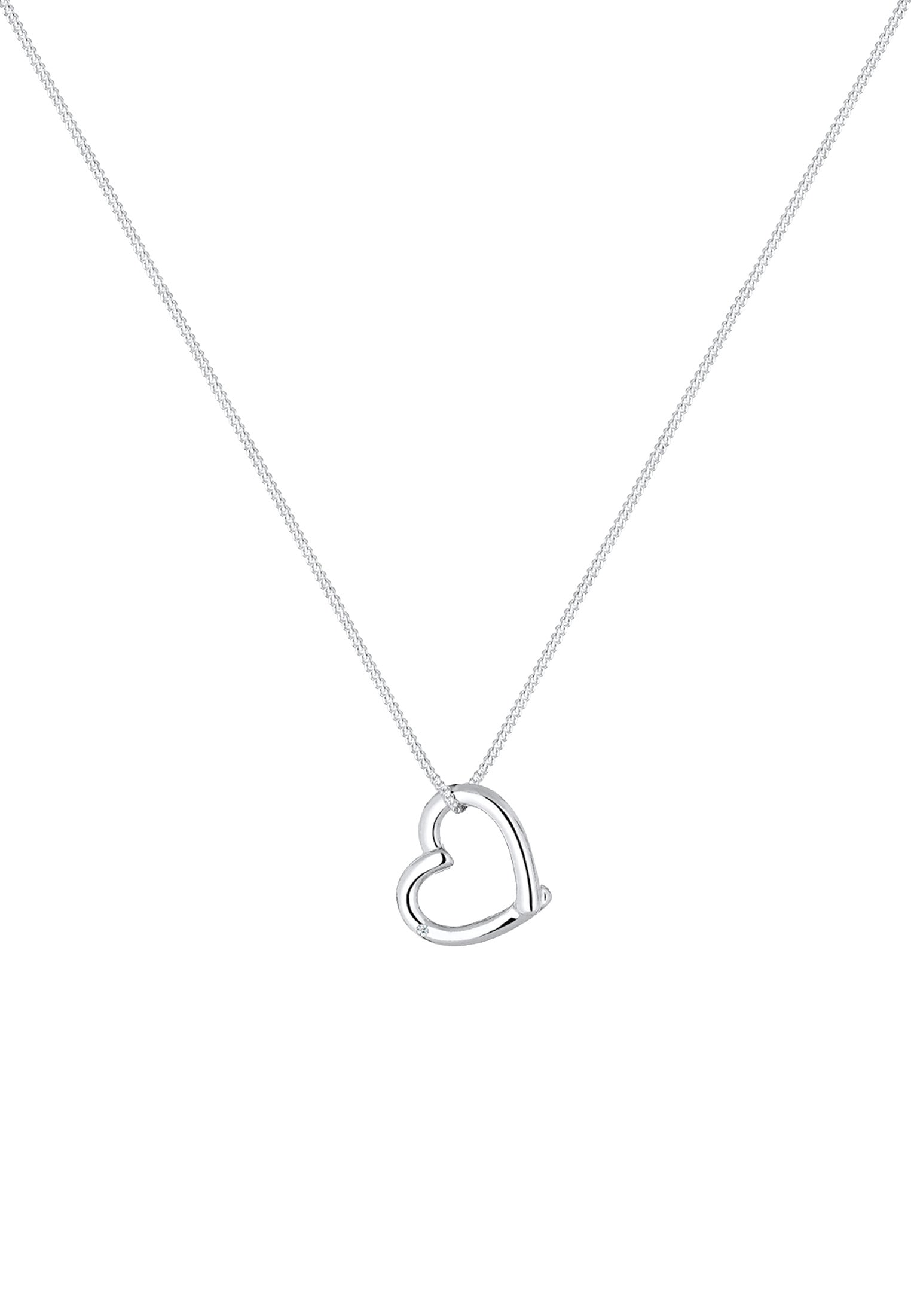 Elli DIAMONDS Silberkette »Halskette Herz Anhänger mit Diamant (0.02 ct.) 925 Silber«