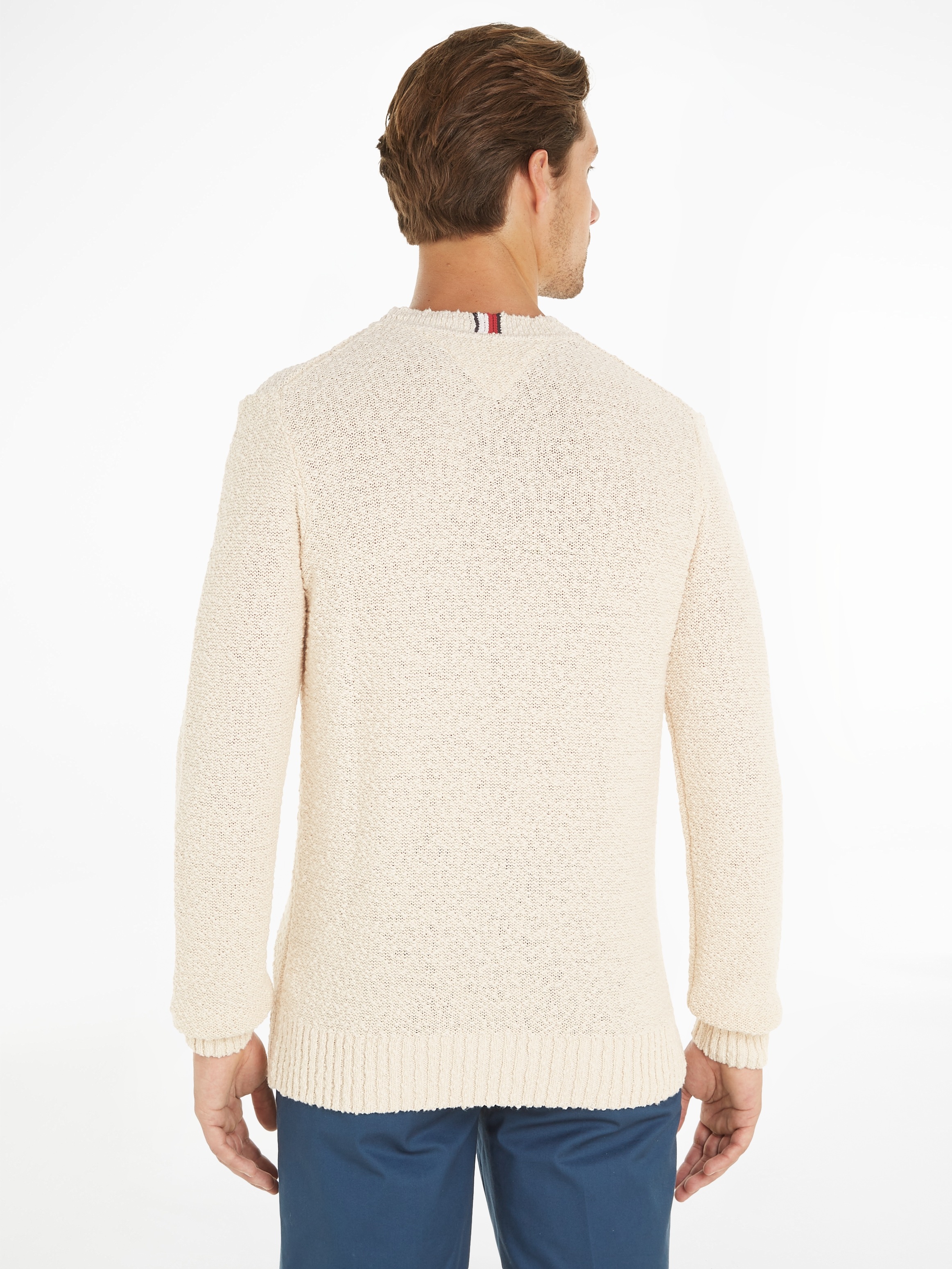 Tommy Hilfiger Strickpullover »SLUB YARN C NK«, mit Logostickerei am Ärmel