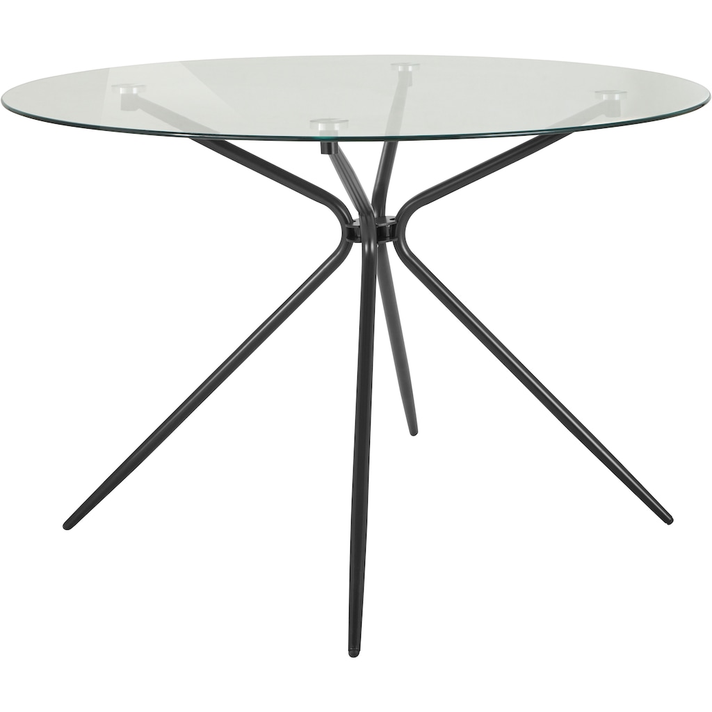 INOSIGN Glastisch »Silvi«, rund, Ø 110 cm, schwarzes Metallgestell